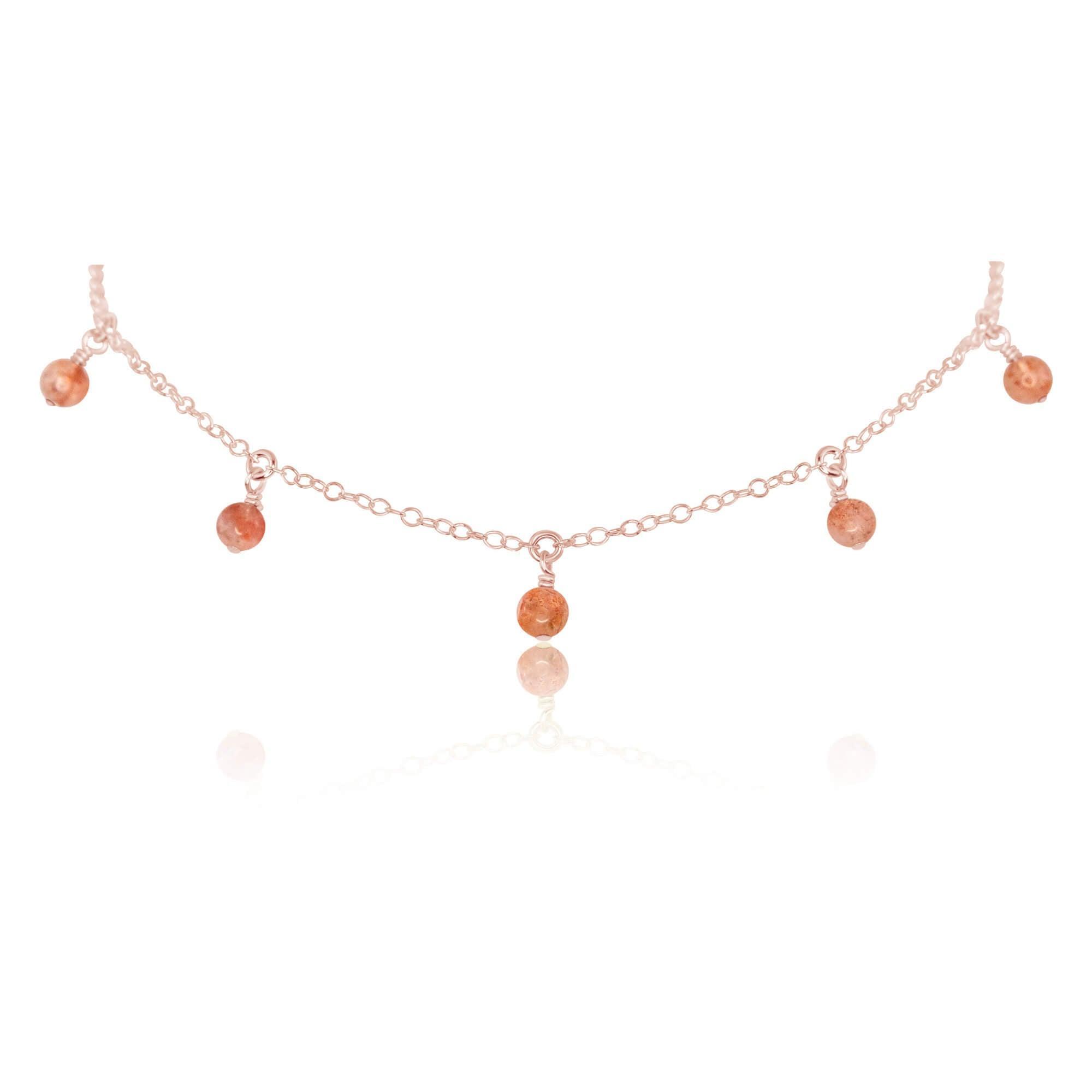 Sunstone Bead Drop Choker Necklace - Natural Gemstone Bohemian Jewelry for Women | Perfect for Festivals, Weddings & Boho Fashion