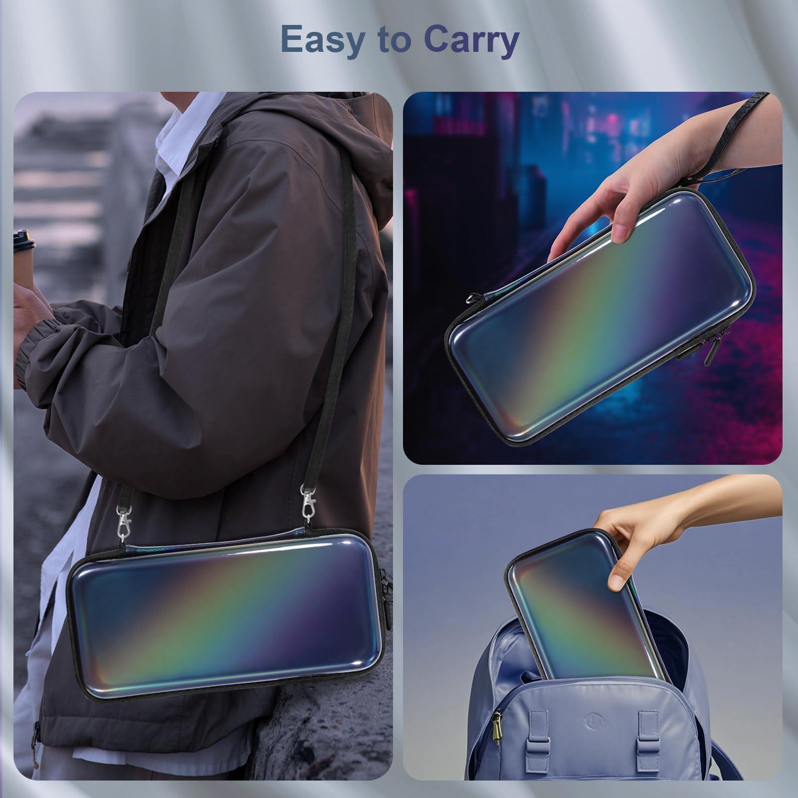 Belle&Birdie Protective Carrying Case for Nintendo Switch OLED - 10-in-1 Accessories Bundle with Waterproof Cover, Game Holder, Screen Protector, Thumb Grips & Strap | Portable Travel Protection for Gaming On-The-Go, Commuting & Outdoor Adventures