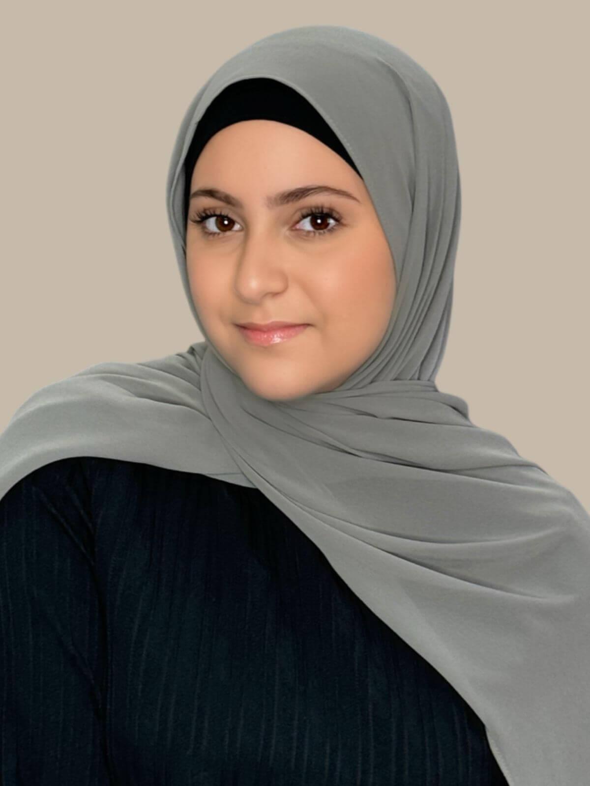 Modish Girl Luxury Chiffon Hijab Scarf - Frost Grey | Elegant Muslim Headscarf for Women | Perfect for Daily Wear, Prayer & Special Occasions