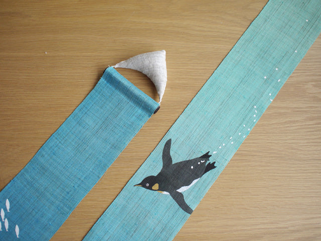 Hand Dyed Linen Japanese Narrow Tapestry | First Penguin Design | Kyoto Noren | Traditional Japanese Wall Hanging Scroll | Home Decor & Room Divider for Living Room, Bedroom, or Entryway