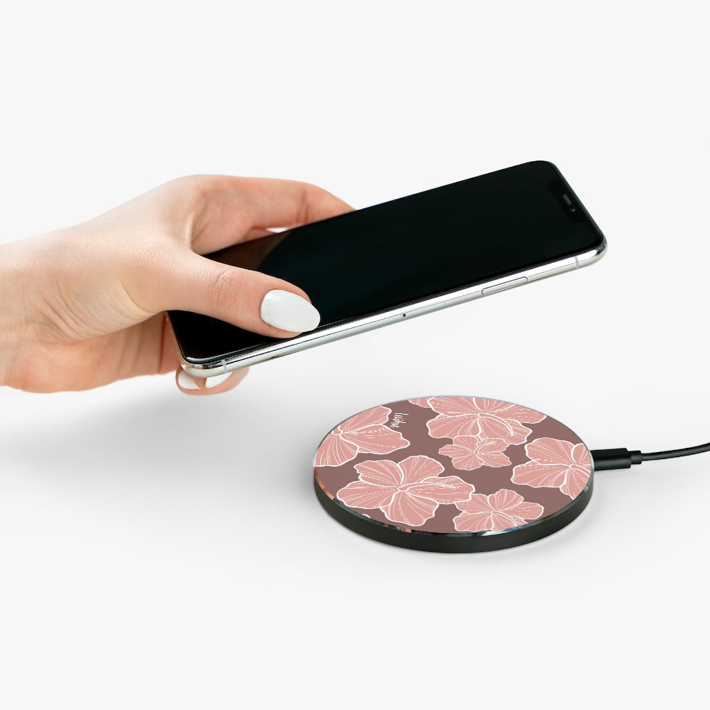 Hibiscus Dream Wireless Charger - Fast Qi-Certified Charging Pad for iPhone, Samsung, AirPods - Perfect for Home, Office, and Travel
