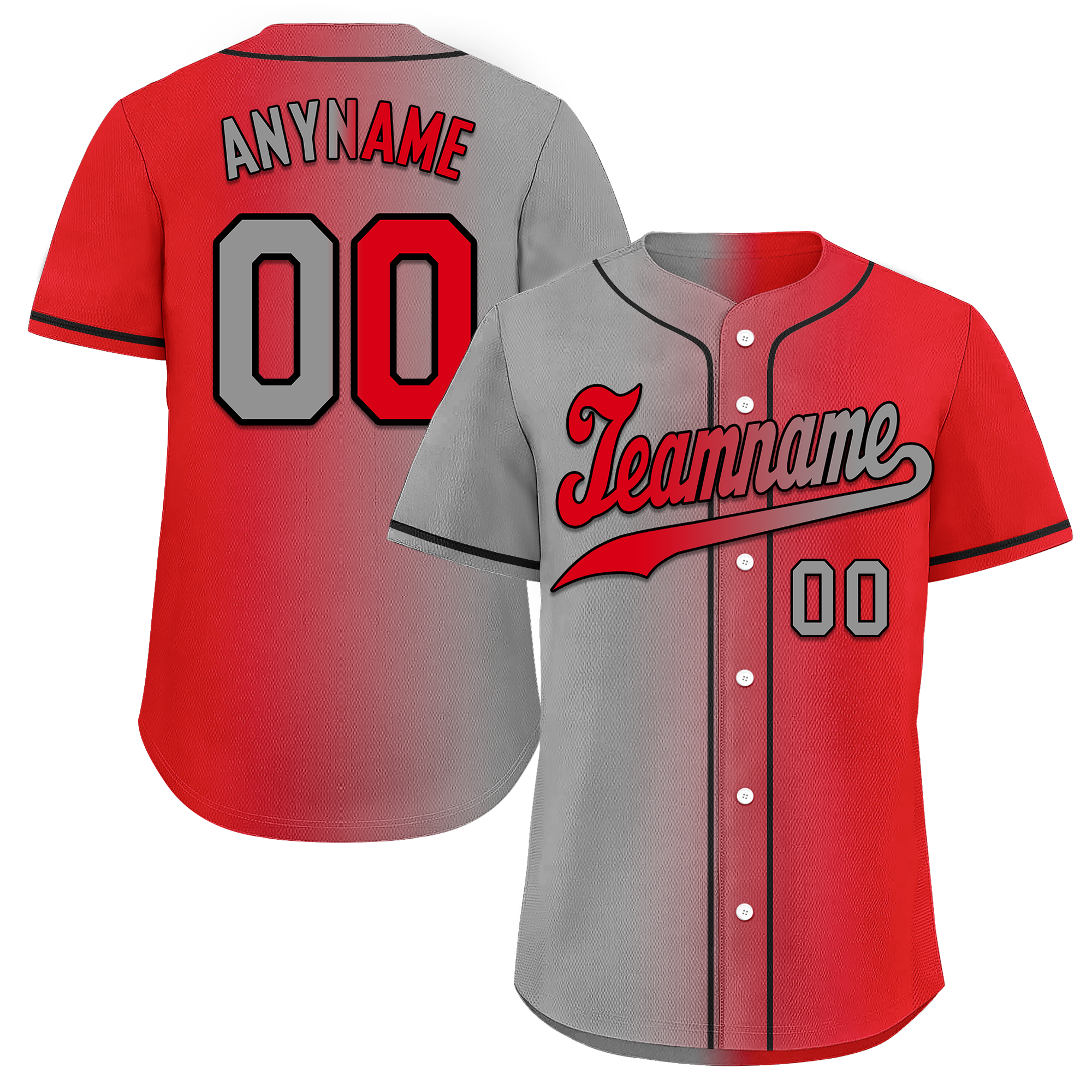 Custom Grey Red Gradient Personalized Authentic Baseball Jersey - BSBJ01 - Perfect for Team Uniforms, Fan Gear & Sports Events