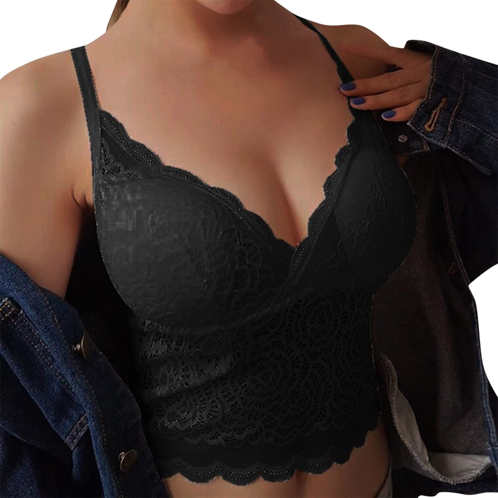 Plus Size Wireless Bras for Women - Comfortable V-Neck Lingerie for Tank Tops & Camisoles