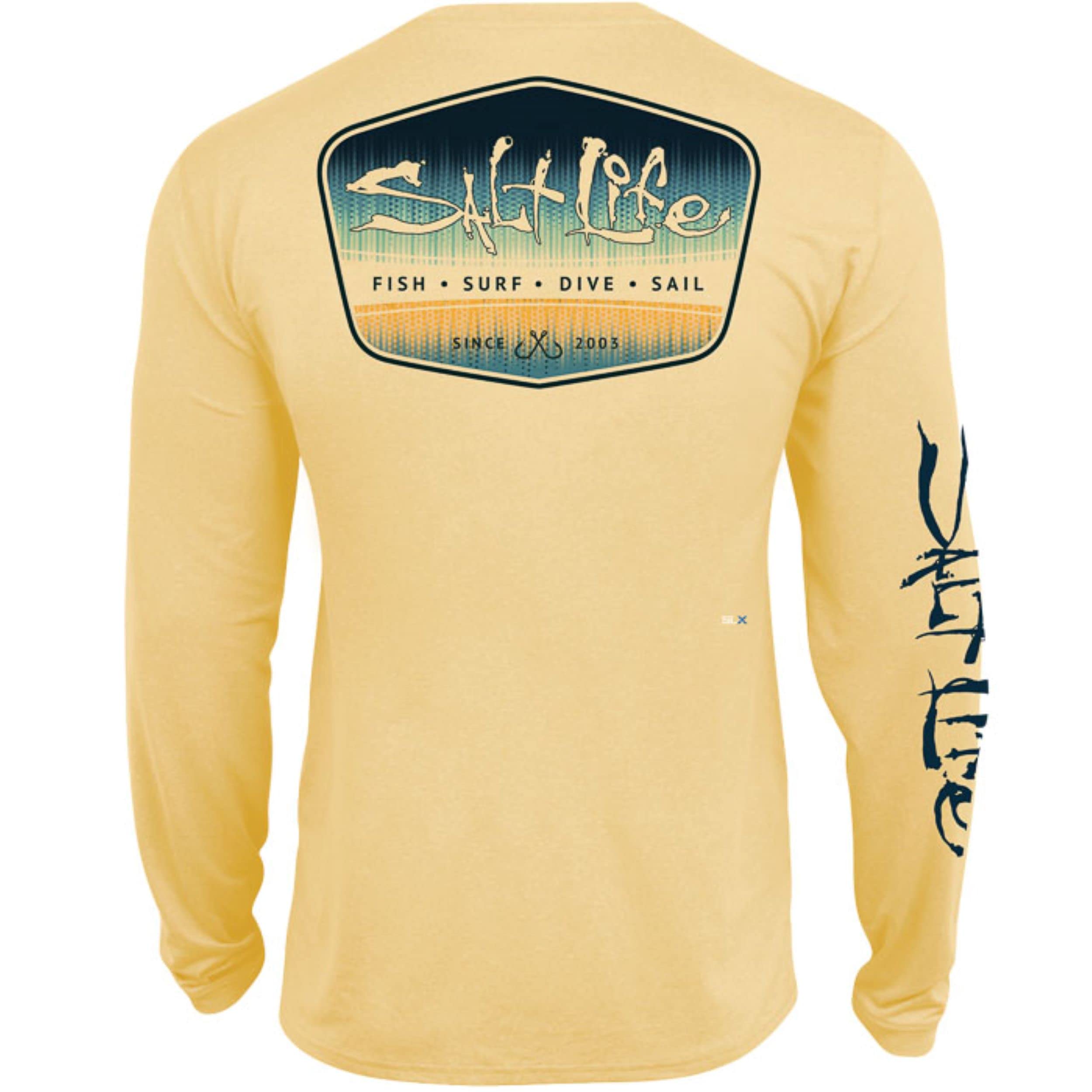 Salt Life Men's Tuna Brigade Fade Long Sleeve Performance Shirt - Lightweight, Moisture-Wicking & UPF Protection for Fishing, Boating & Outdoor Activities