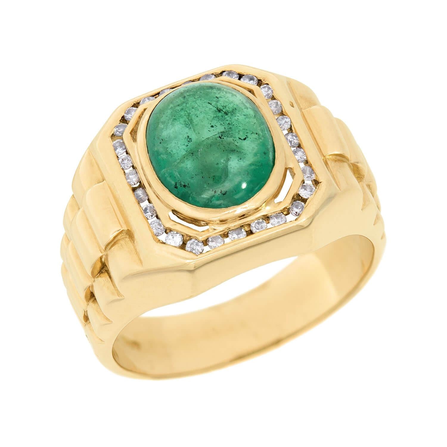 Vintage 18k Gold Emerald and Diamond Ring for Women - Elegant Jewelry Gift for Engagement, Anniversary & Special Occasions