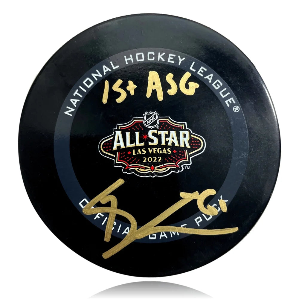 Mark Stone Autographed Vegas Golden Knights 2022 NHL All-Star Puck - 1st ASG Inscribed Collectible - Perfect for Hockey Fans, Sports Memorabilia Collectors & Game Room Decor