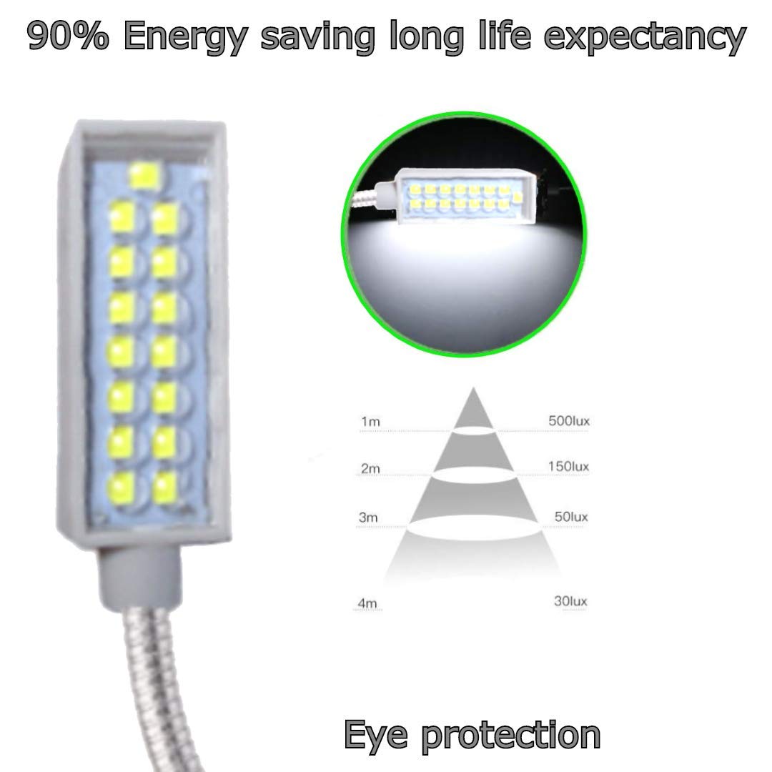 Energy-Saving 15-LED Flexible Gooseneck Work Light with Magnetic Base - White 9