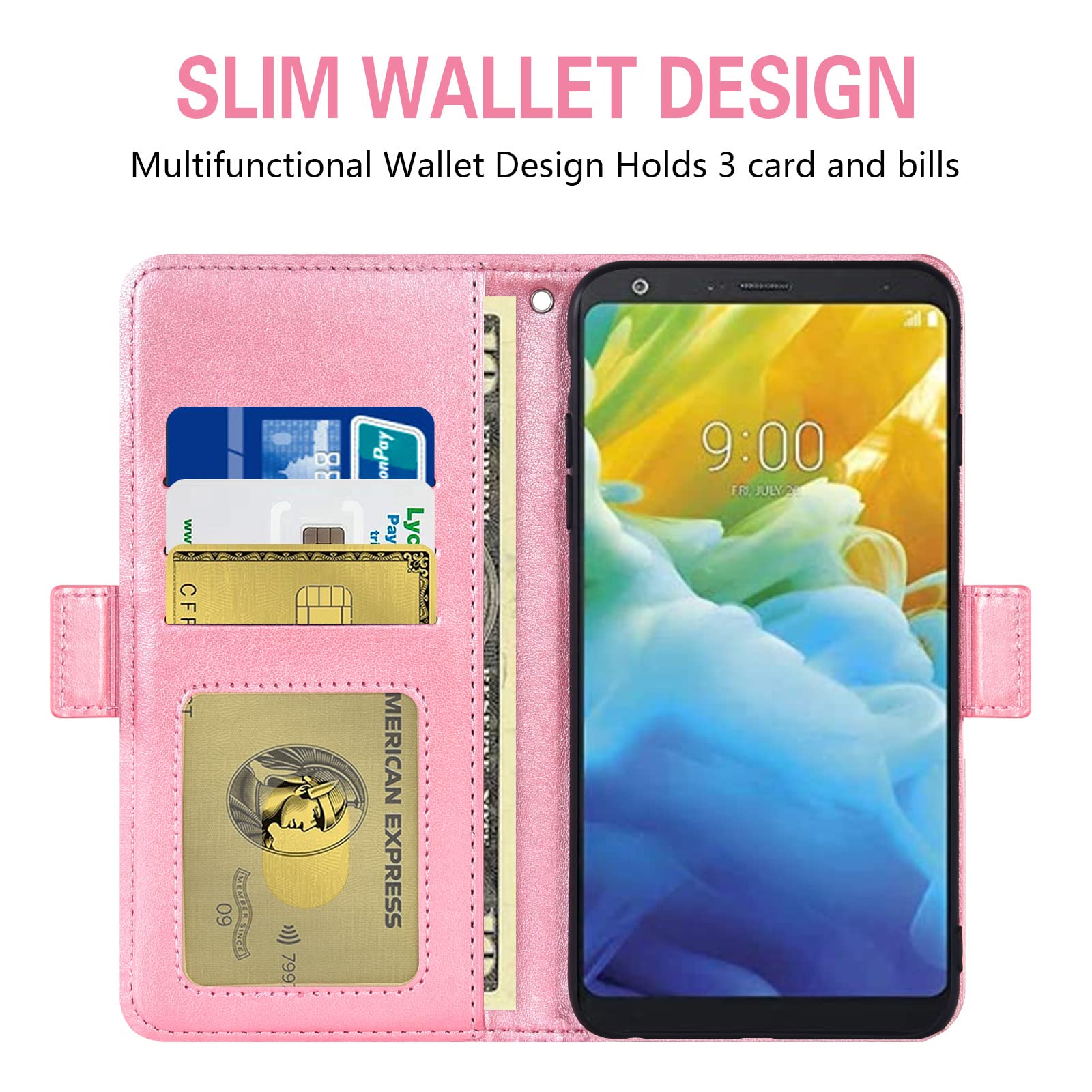 **Asuwish Wallet Case for LG Stylo 4 & Stylo 4 Plus - Flip Cover with Card Holder, Wrist Strap & Tempered Glass Screen Protector - Compatible with LG Stylo4, Sylo4, Style 04, Q Stylus Alpha (Rose Gold) - Perfect for Work, Travel & Everyday Use**