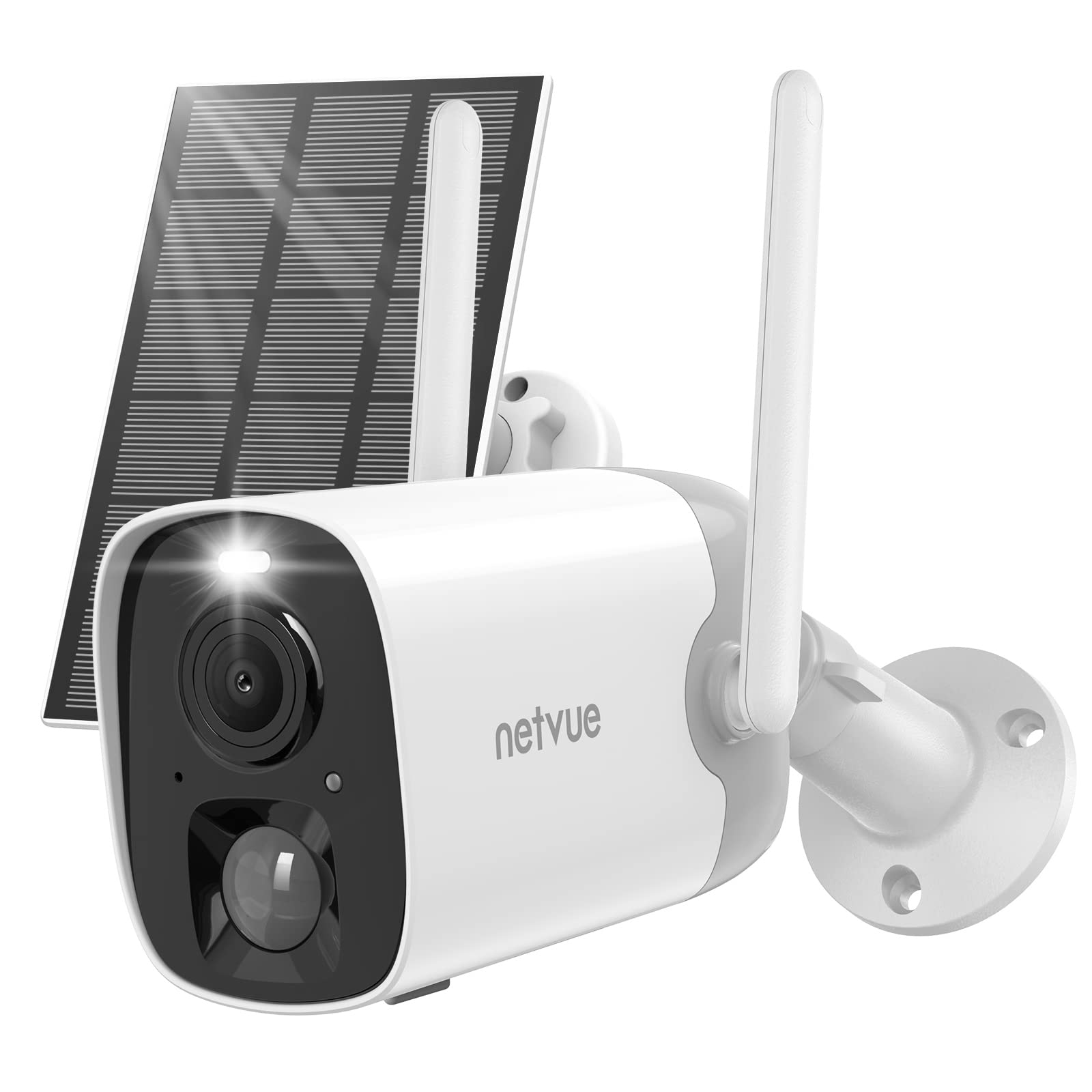 NETVUE Solar Powered Outdoor Security Camera with Color Night Vision, PIR Motion Sensor, 2-Way Audio & Wi-Fi - Wireless Smart Home Security System with Siren & Light Alarm for Yard, Garage & Front Door Monitoring