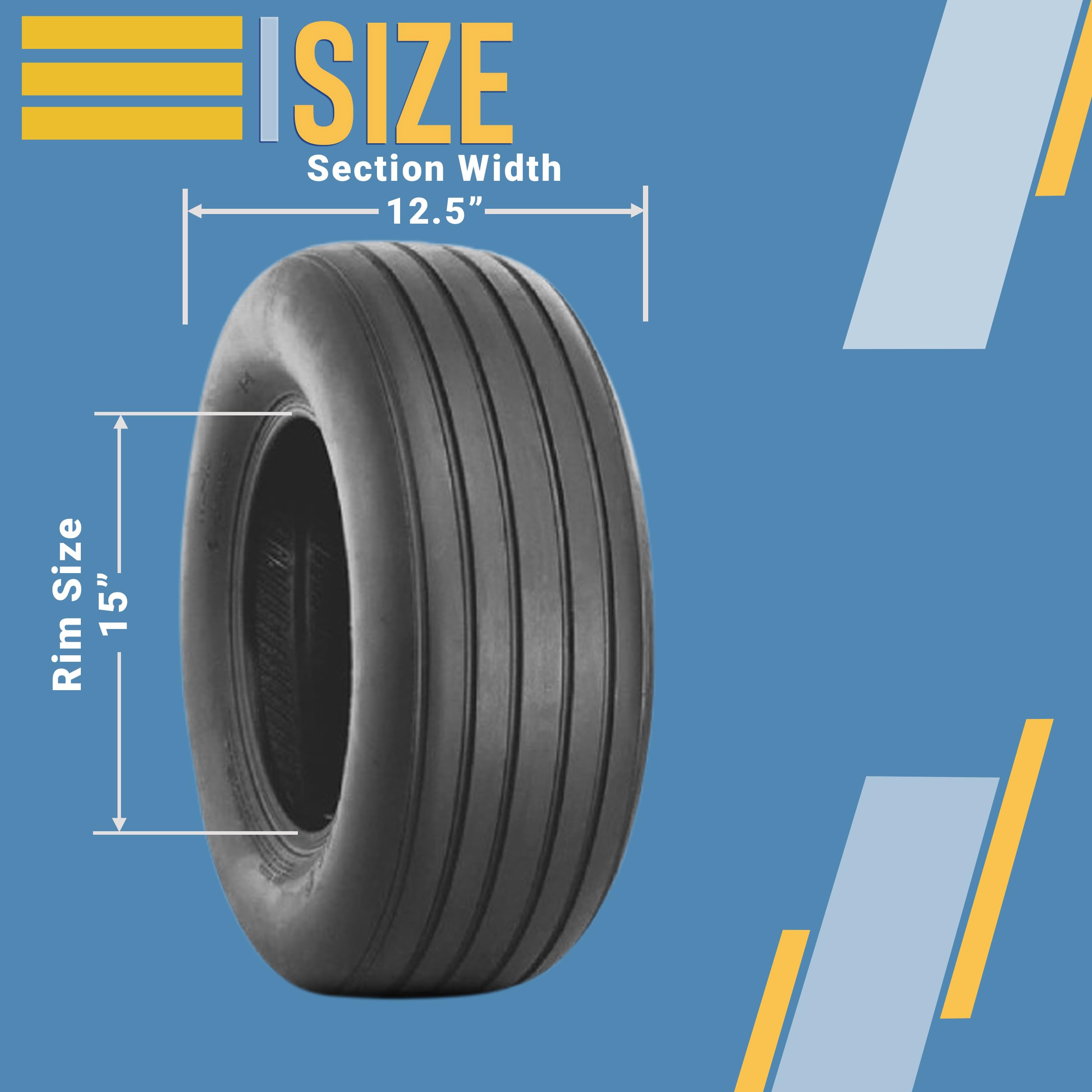 12.5-15 Heavy Duty Tubeless Tractor Tires (2 Pack) - Premium I-1 Implement Tires for Farming, Agriculture & Off-Road Use - Durable 12.5x15 Tires for Tractors, Trailers & Farm Equipment