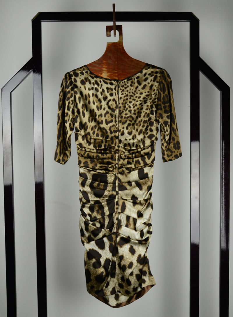 Dolce & Gabbana Animal Print Sheath Dress Size 46 - Elegant Party Wear for Women, Perfect for Cocktail Events & Evening Occasions