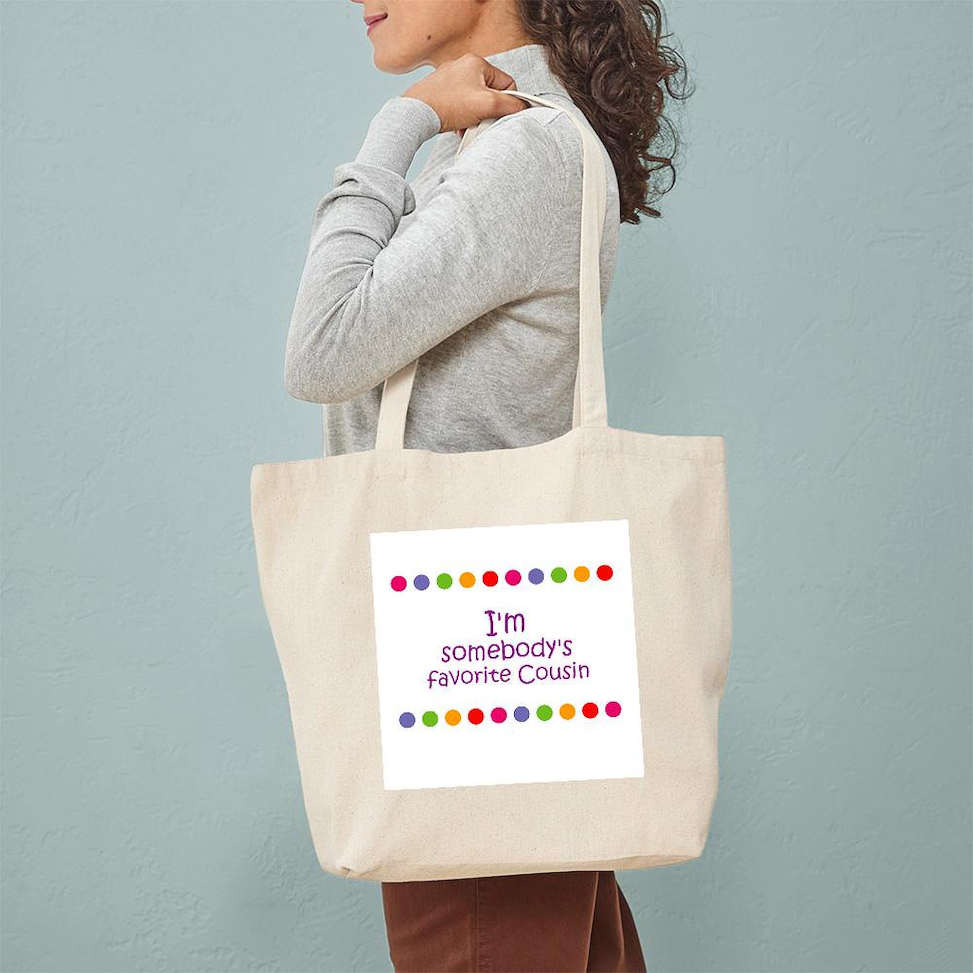 I'm Somebody's Favorite Cousin Tote Bag - Natural Canvas Reusable Shopping Bag for Groceries, Beach & Everyday Use