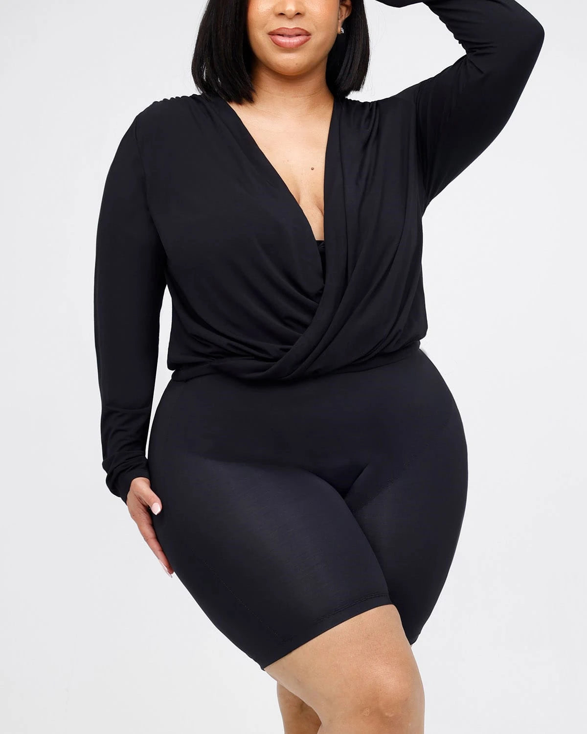 2-in-1 Built-in Shapewear Overlapping V-Neck Top for Women - Slimming Seamless Tummy Control Camisole for Layering & Everyday Wear