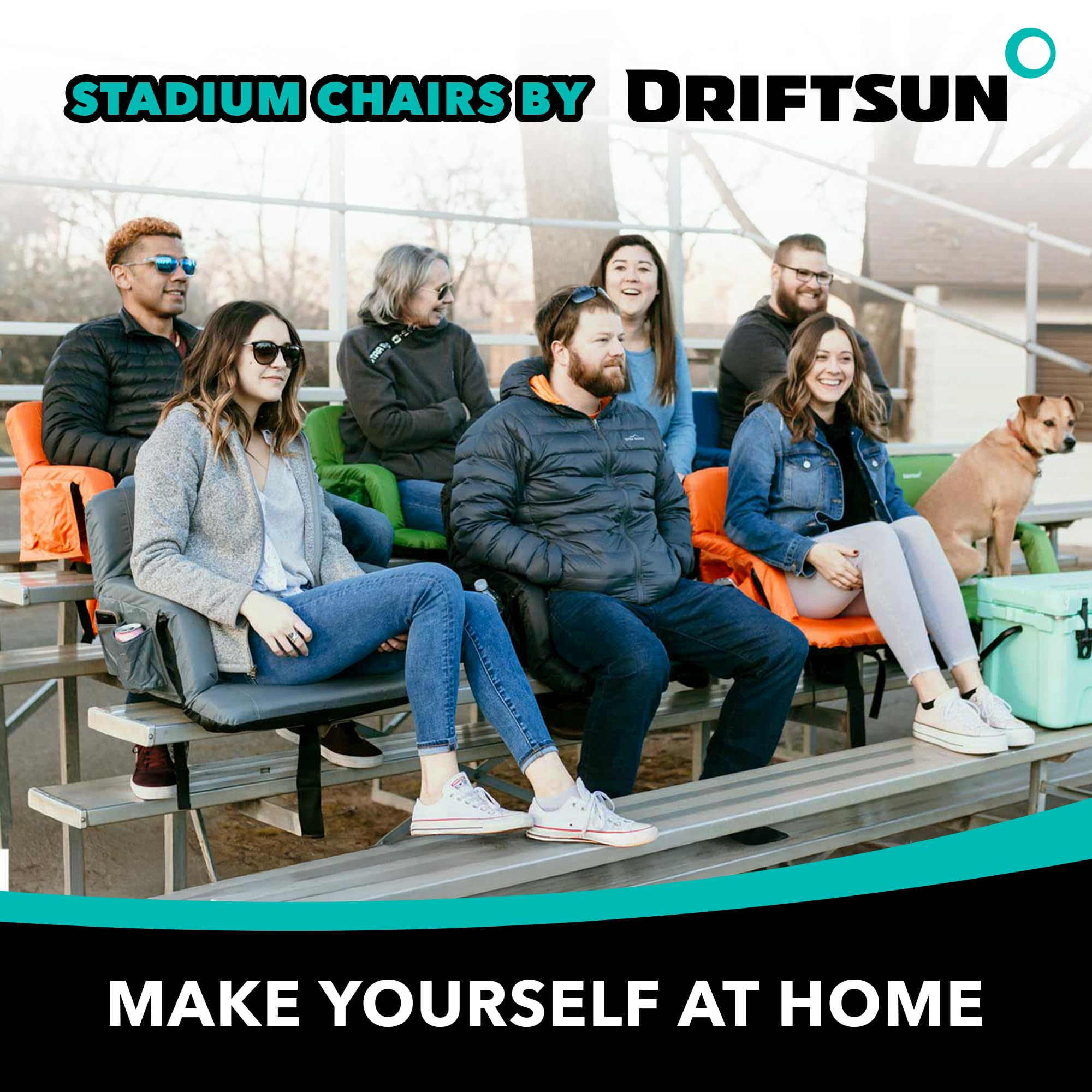 Driftsun 2 Pack Extra Wide Stadium Seats with Back Support - Foldable Bleacher Chairs for Outdoor Sports, Concerts & Camping - Waterproof Portable Stadium Chair for Football, Baseball & Picnics
