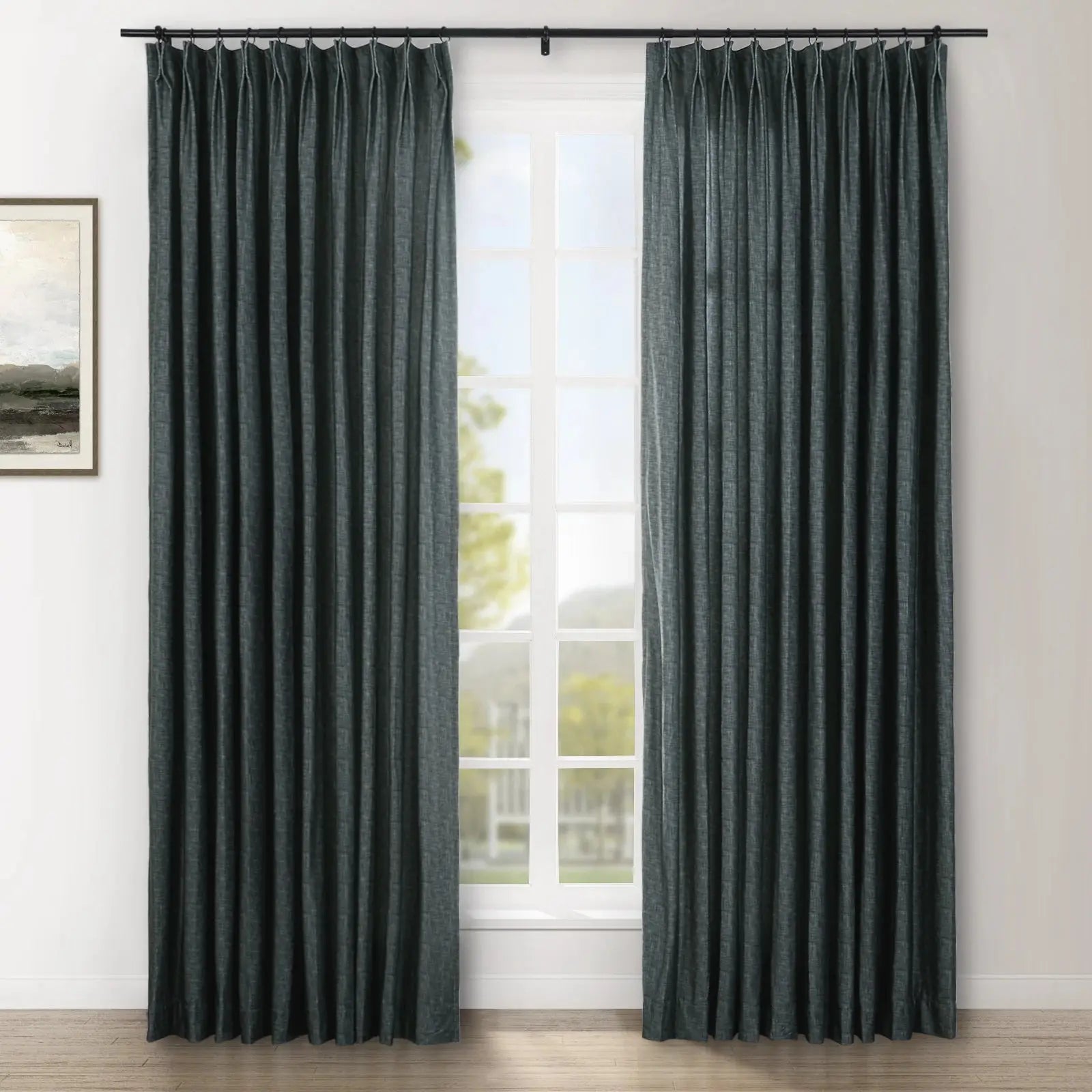 Amy Switzer Printed Velvet Pleated Curtains - Elegant Window Drapes for Living Room, Bedroom & Home Decor