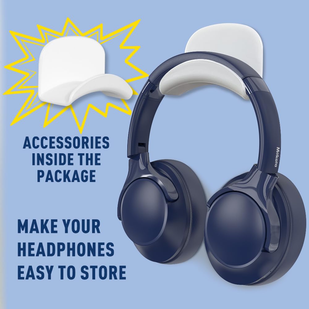 Bluetooth 5.3 Wireless Over Ear Headphones with Microphone - 68H Playtime, HiFi Stereo, Deep Bass, 6 EQ Modes, Foldable & Lightweight - Perfect for Travel, Home Office, Gaming & Cellphone Use (Blue)