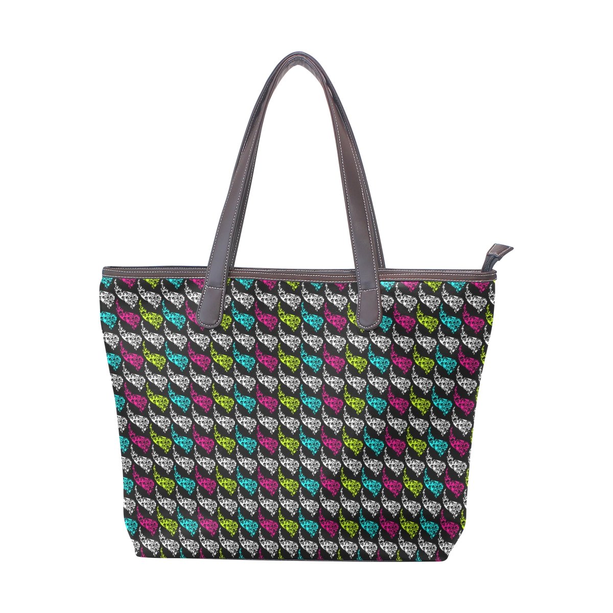 Stylish Women's Large PU Leather Tote Bag with Skull Paisley Print - Fashionable Shoulder Handbag for Work, Travel & Everyday Use