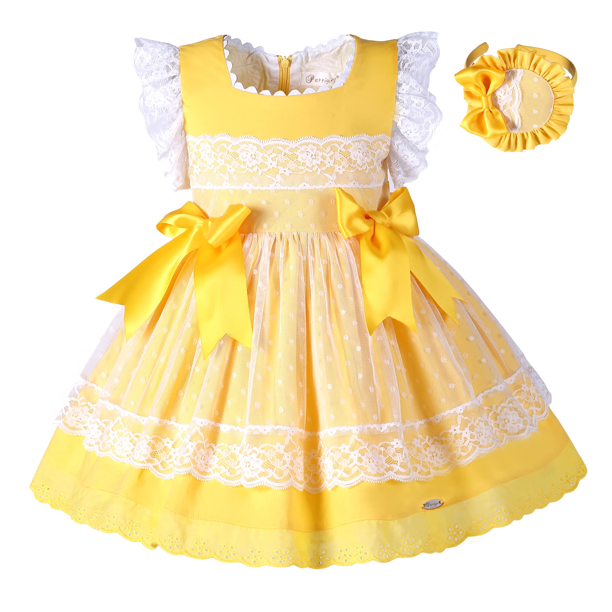 Pettigirl Girls Vintage Easter Spring Lace Tulle Ruffle Dress - Toddler Boutique Fancy Party Dress for Birthday, Easter & Special Occasions | Perfect for Photoshoots, Tea Parties & Spring Celebrations