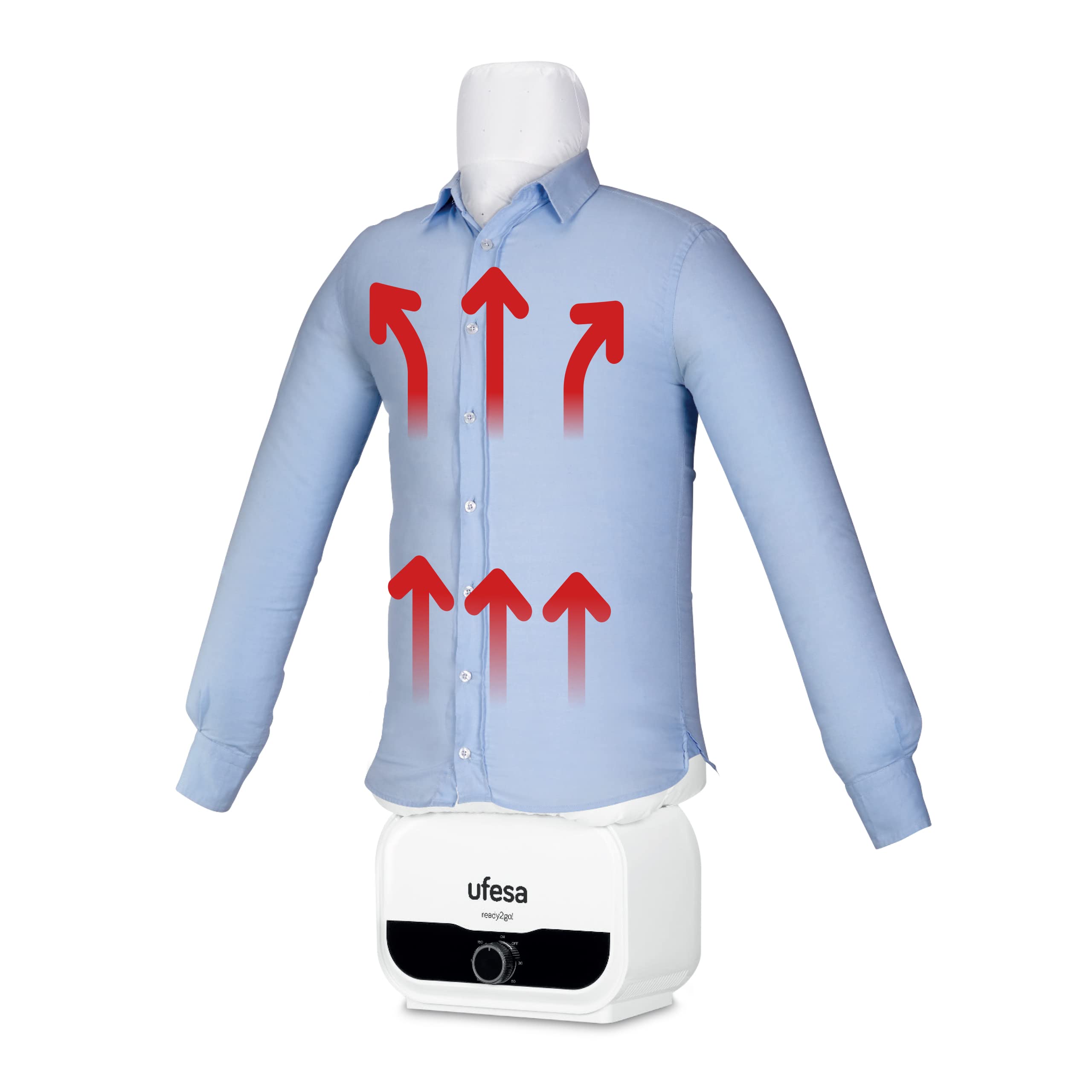 Ufesa SV1200 Mannequin, Automatic Shirt Steamer, 1200W Vertical Garment Steamer, Deodorizes & Neutralizes Odors, 3-Hour Timer, Sizes S to XXL - Perfect for Home, Office, and Travel Use