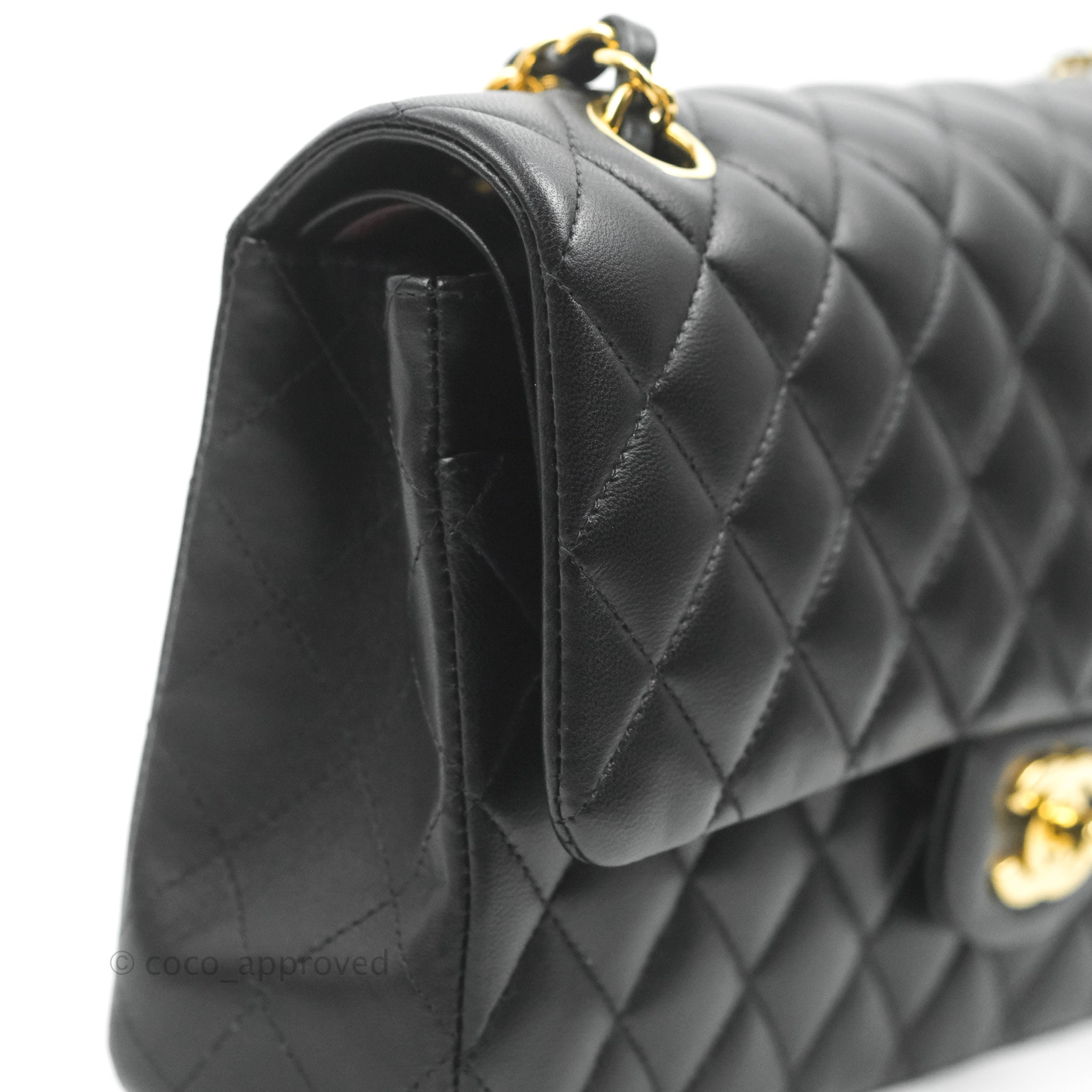 Chanel Classic M/L Medium Double Flap Bag - Black Lambskin Leather with Gold Hardware | Luxury Handbag for Women, Perfect for Evening Events & Special Occasions
