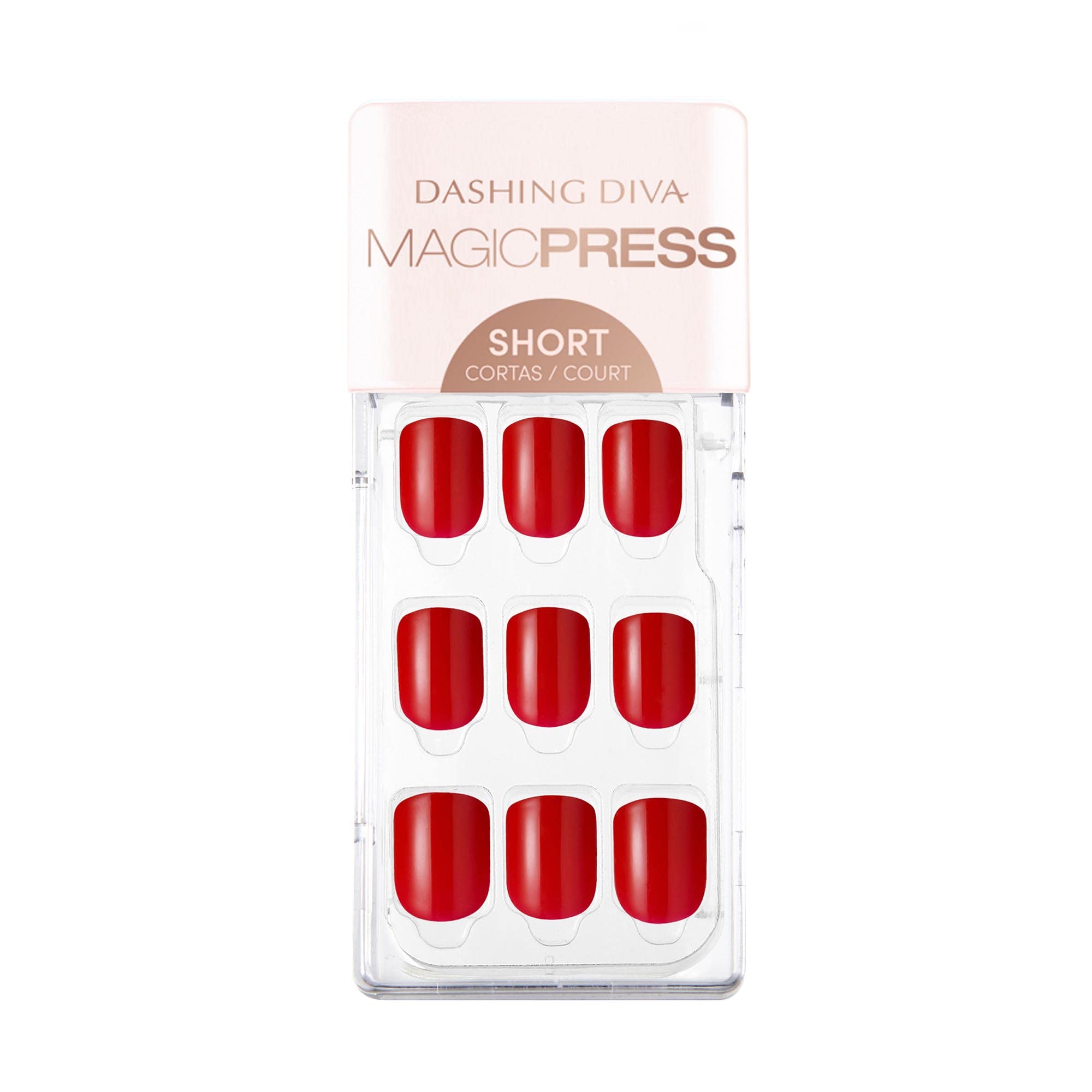 Dashing Diva Magic Press On Nails - Cherry Popsicle | Short Square Fake Nails | Long Lasting Gel Press On Nails Kit (30 Nails, Prep Pad & File) | Lasts 7 Days | Perfect for Parties, Weddings & Daily Wear