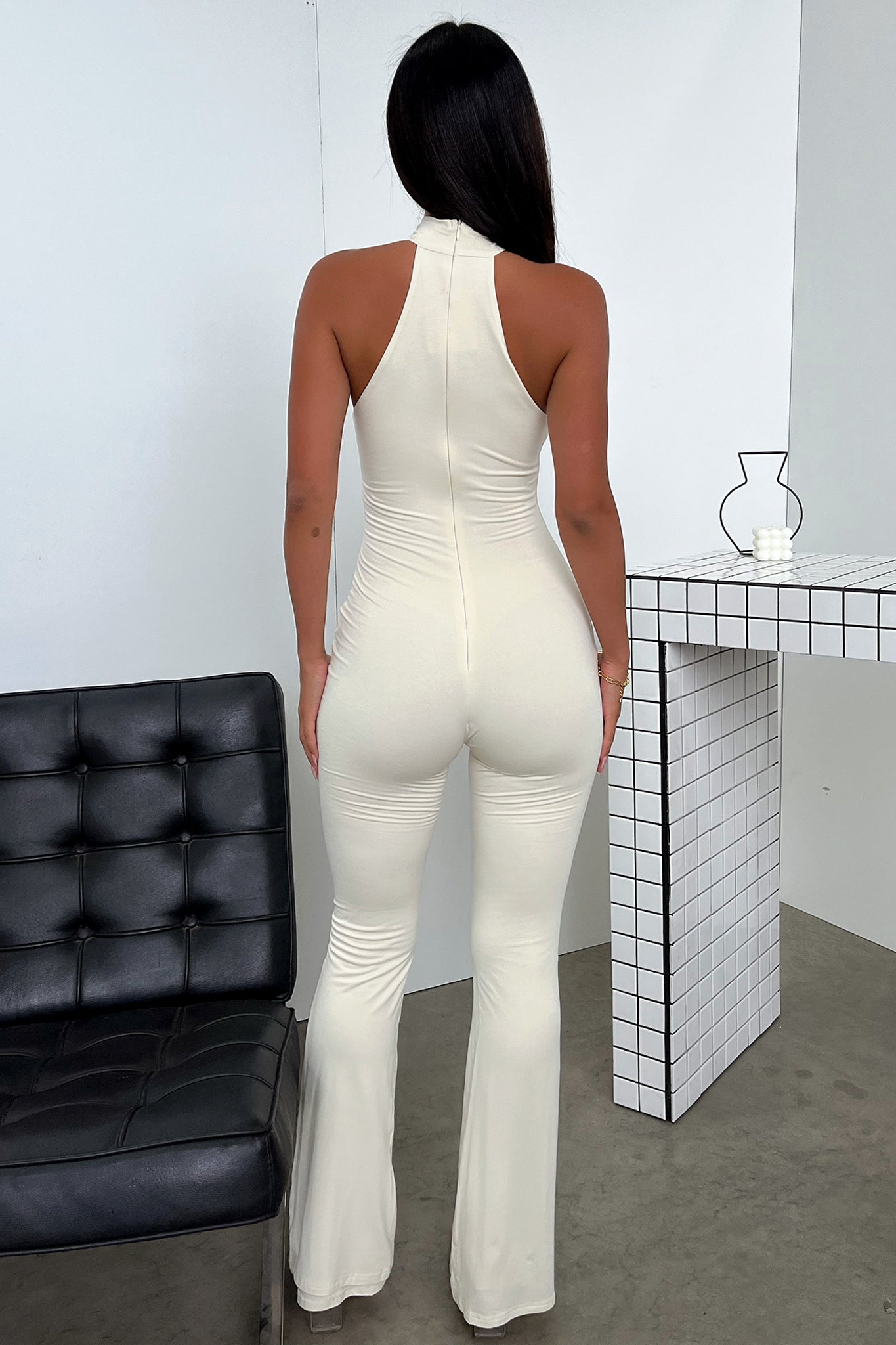 Evoke Women's Cream Jumpsuit - Elegant One-Piece Romper for Casual Wear, Date Night & Summer Outfits