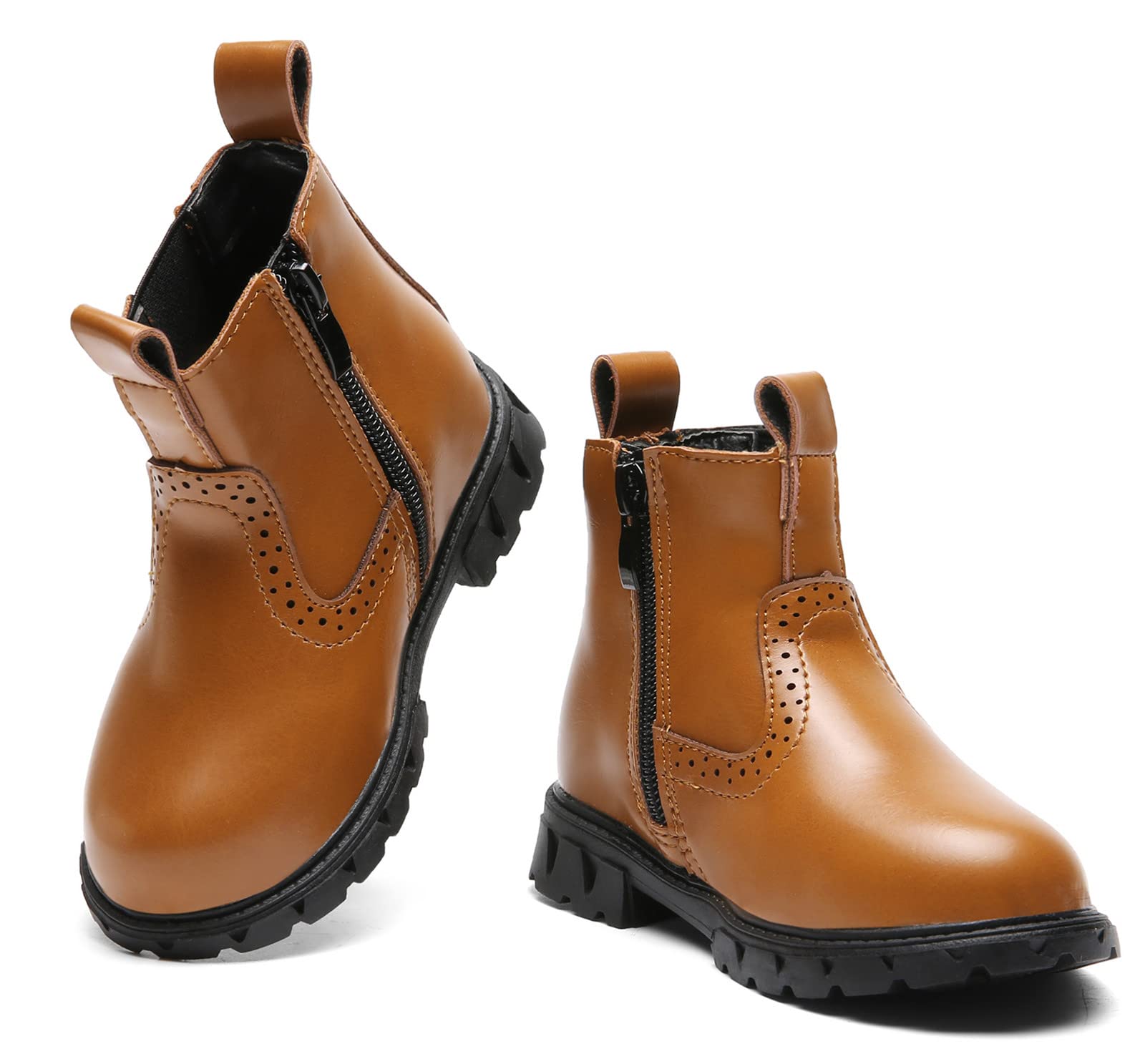 **DADAWEN Kids Waterproof Combat Boots with Side Zipper - Comfortable Outdoor Ankle Boots for Boys & Girls (Toddler, Little Kid, Big Kid) - Perfect for Hiking, School & Play**
