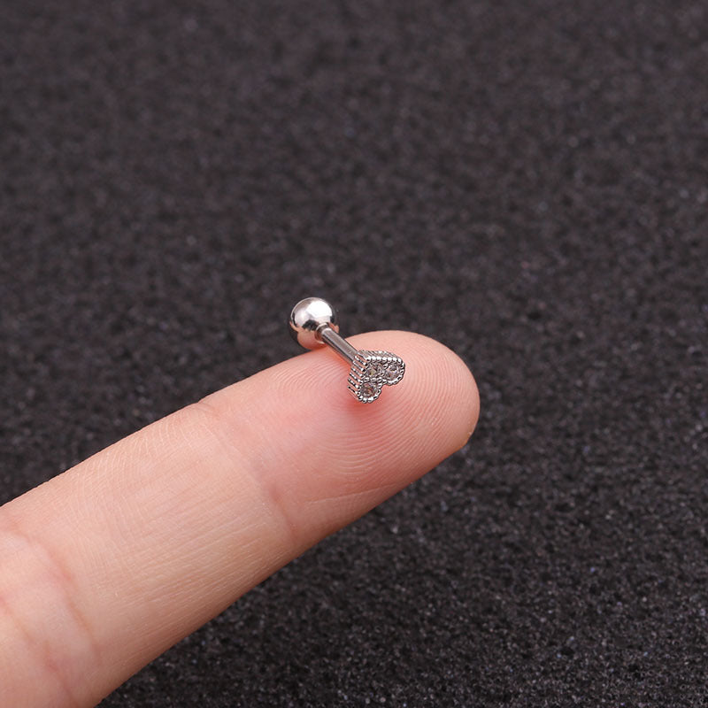 16G Tiny Cartilage Heart Stud Earrings - Helix & Lobe Piercing Jewelry for Women | Hypoallergenic Stainless Steel | Perfect for Everyday Wear & Special Occasions
