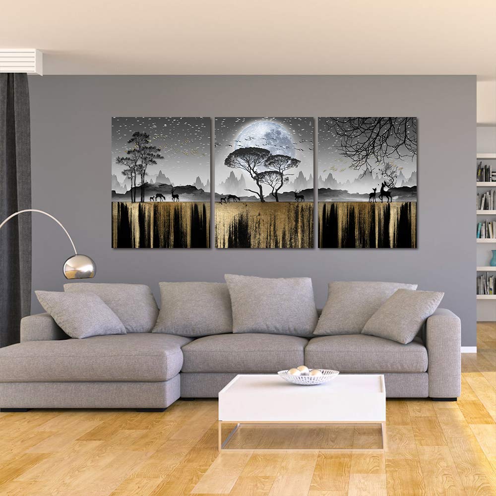 Black and White Tree Canvas Wall Art - Modern Family Home Decor for Living Room, Bedroom, Office & Kitchen - Inspirational Wall Print for Housewarming Gift & Interior Design