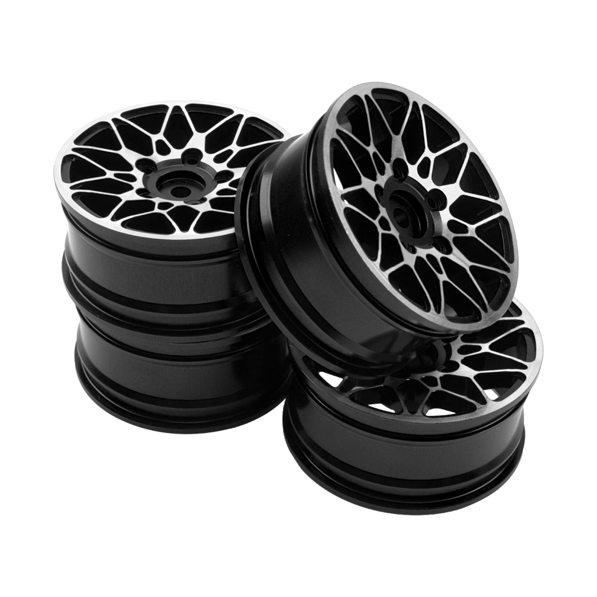 ShareGoo 12mm Hex Metal Wheel Rims for 1/10 RC Drift & On-Road Racing - Compatible with HSP, Tamiya, Kyosho, RedCat, Sakura, WLtoys - Universal Black RC Car Wheels for Touring & Drift Scenes