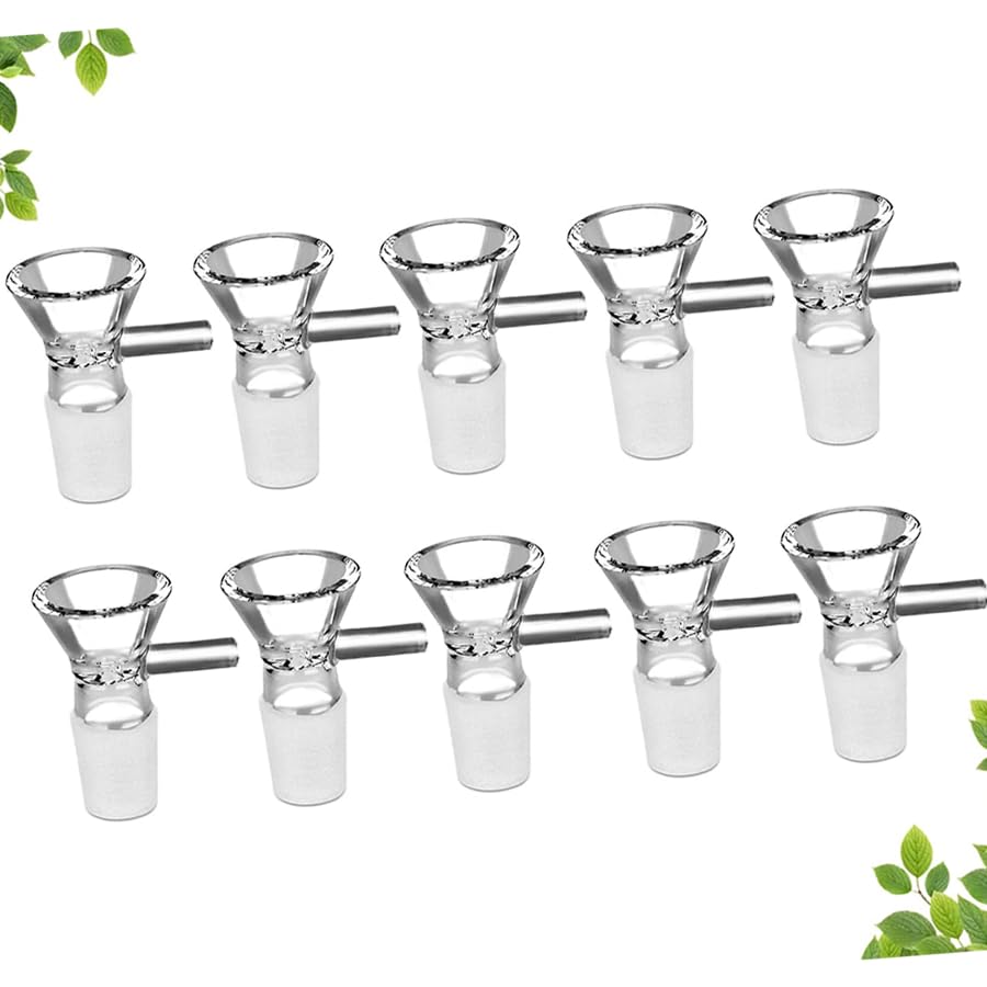 10 Pack Lab Short Stem Funnels - 14mm Glass Funnel with Ergonomic Handle & Mini Glass Bowls Set for Chemistry Experiments, Essential Oil Mixing & DIY Crafts