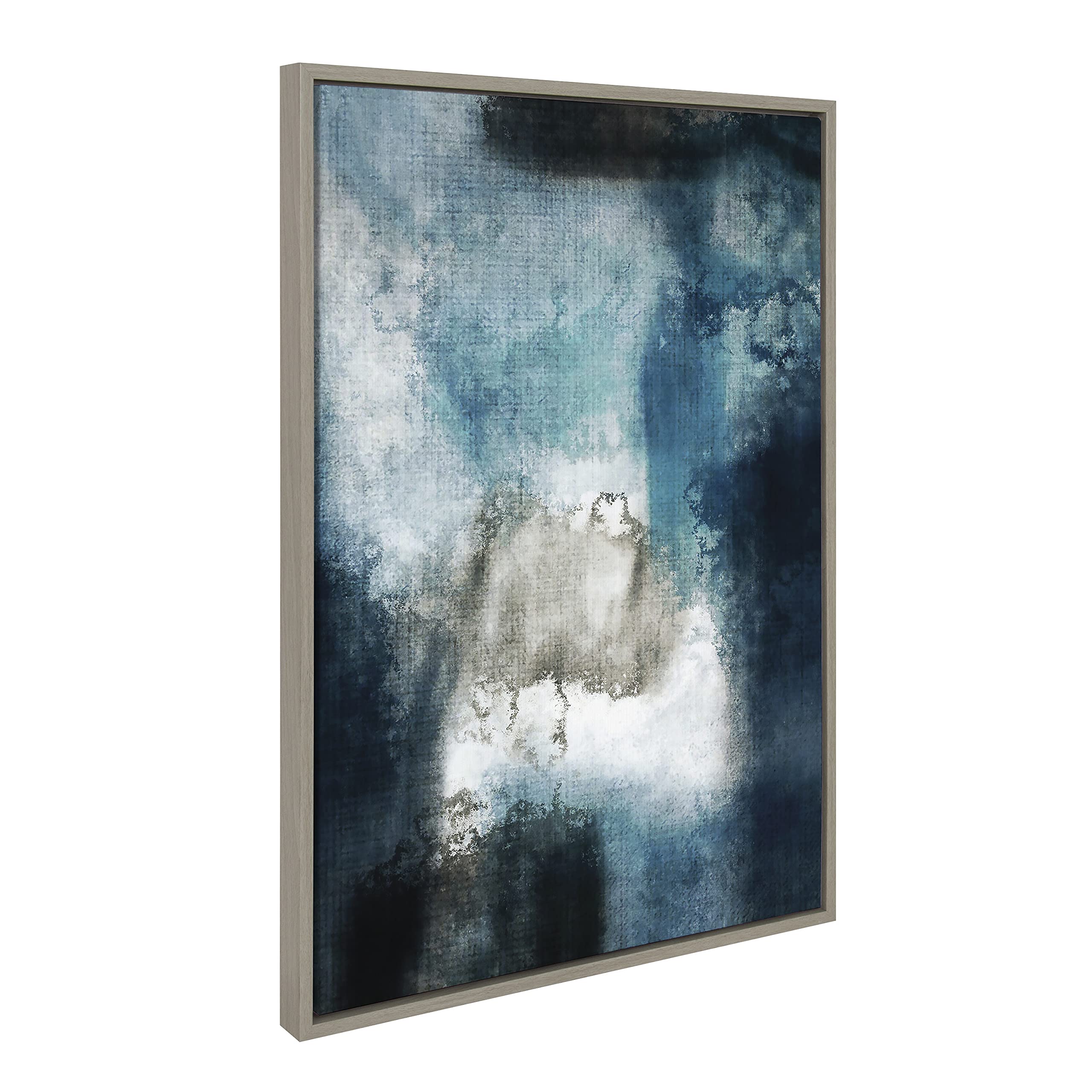 Kate & Laurel Sylvie Aqua Abstract 2 Framed Canvas Wall Art by Amy Lighthall - 23x33 Inches Gray & Blue Modern Painting - Perfect for Living Room, Bedroom & Office Decor