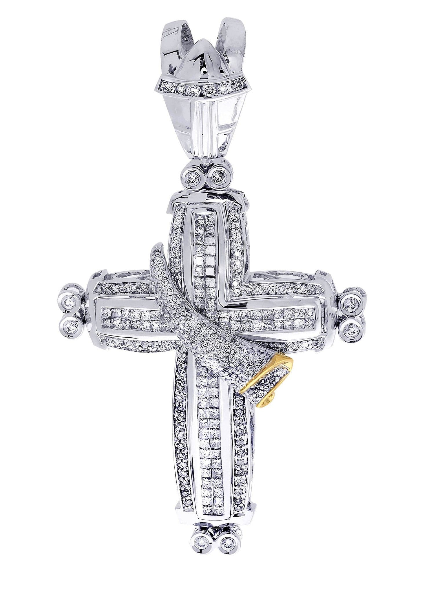 2.85 Carat Diamond Cross Pendant Necklace - 19.7 Grams Solid Gold Religious Jewelry for Women - Perfect for Baptism, First Communion & Wedding Gifts