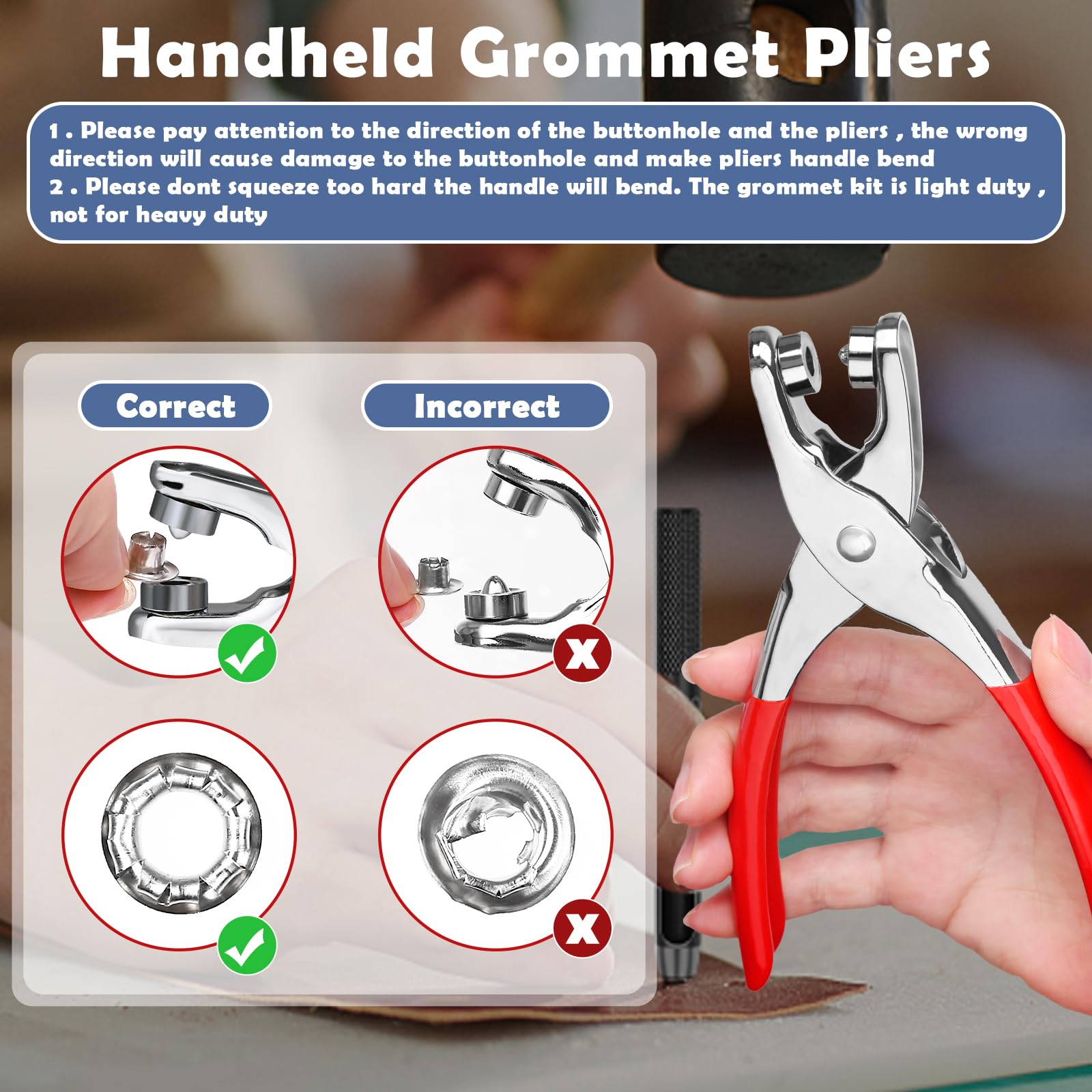 PAXCOO 1203-Piece Grommet Tool Kit with Eyelet Pliers - 1/4 Inch (6mm) Fabric Grommets, Washers & Hole Punch Hand Press Kit for DIY Crafts, Leather, Tarps & Clothing Repair