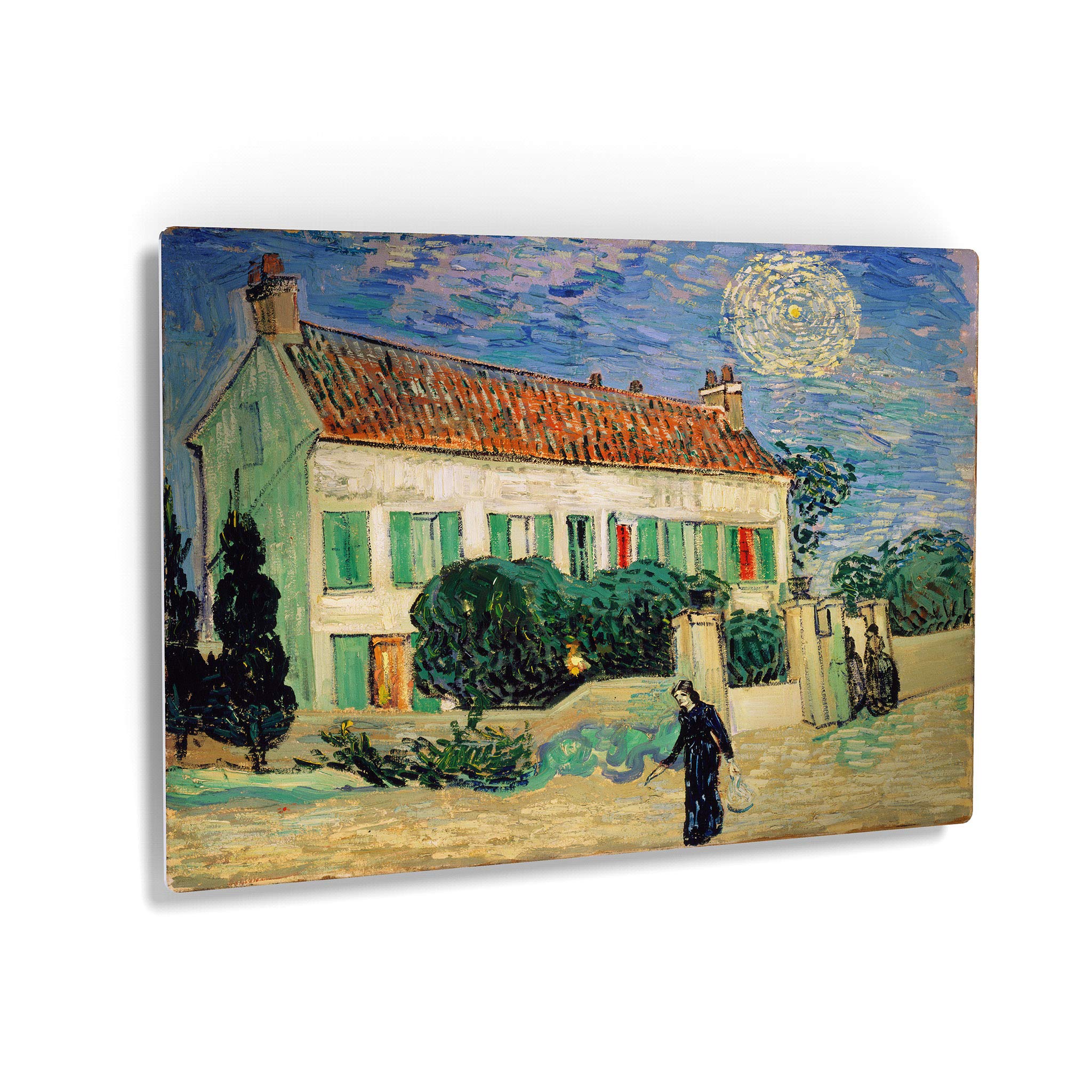 Vincent Van Gogh White House at Night 1890 Metal Print - Modern Wall Art Decor for Living Room, Kitchen, Office - Ready to Hang 20x30 Inches - Made in USA - Perfect for Home & Office Decor
