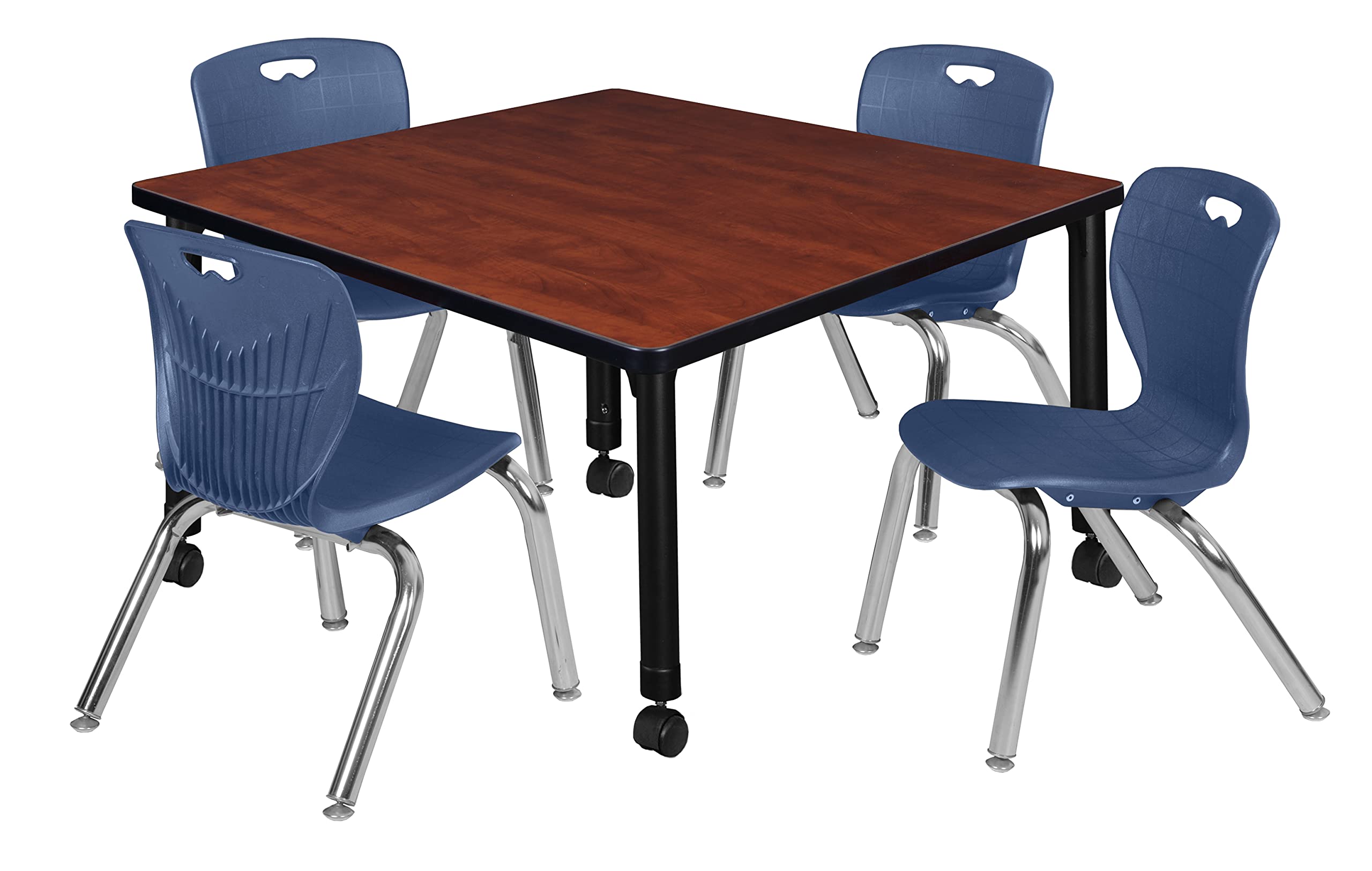 Regency Kee Height Adjustable Mobile Classroom Table Set with 4 Chairs (12