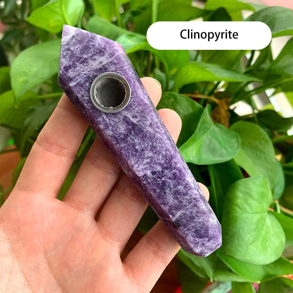 Natural Crystal Pipe with Metal Filter - Rose Quartz Healing Wand for Meditation, Relaxation & Energy Cleansing | Perfect for Reiki, Yoga & Spiritual Practices