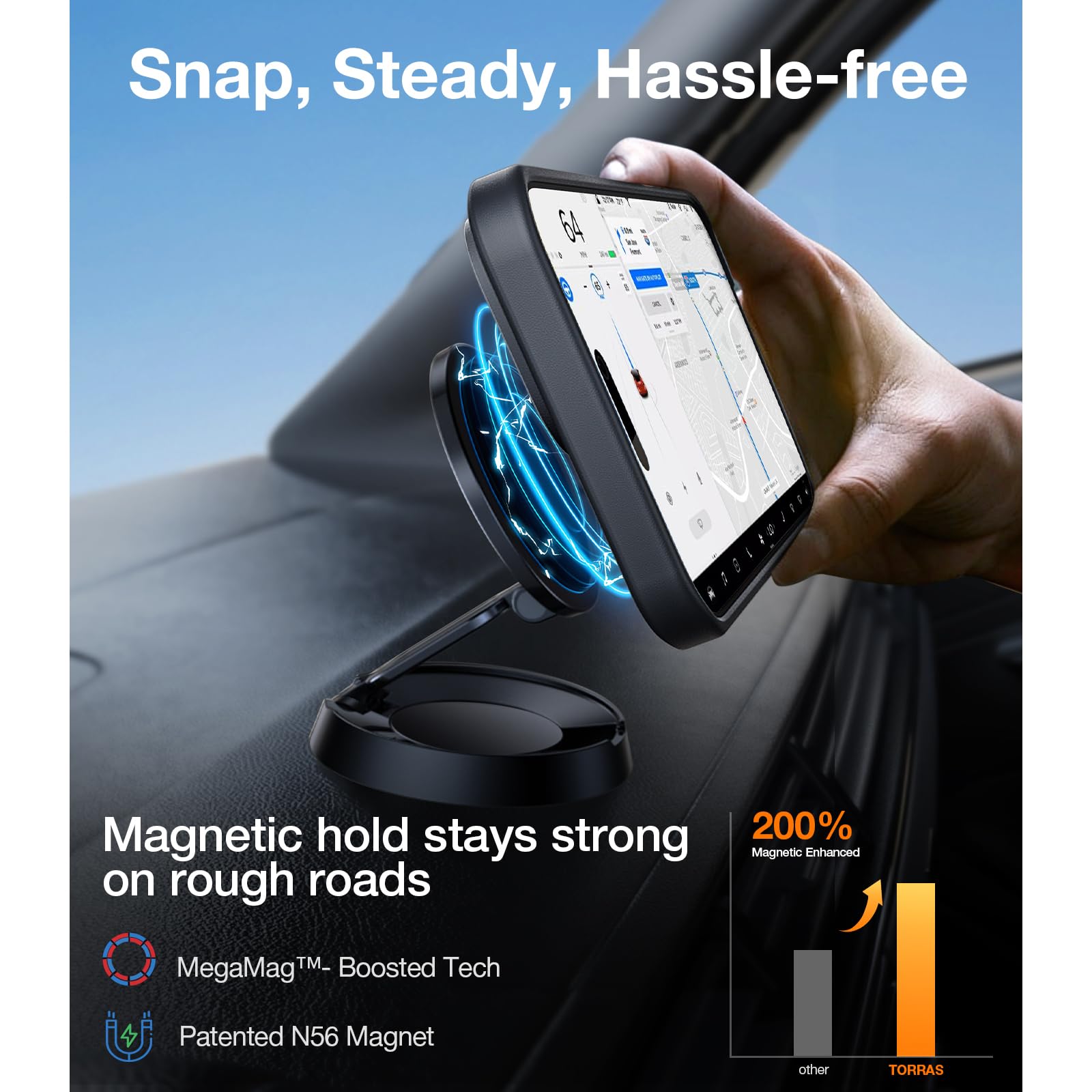 TORRAS Magnetic iPhone 16 Pro Max Case with Kickstand - Slim Matte Black for Work & Travel