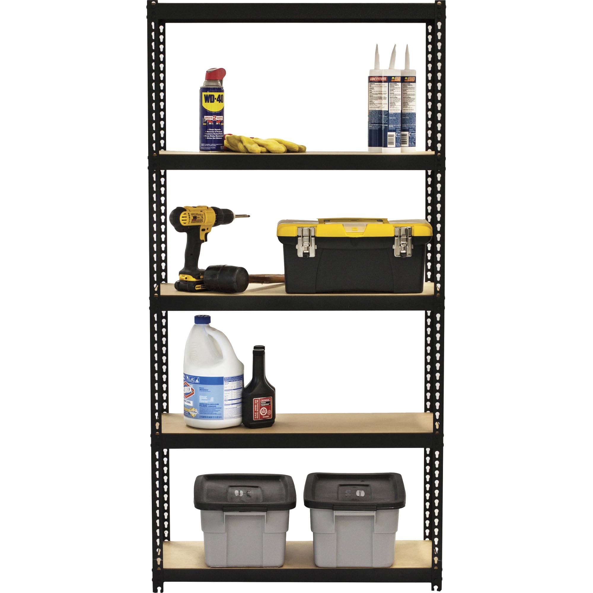 Lorell Narrow Steel Shelving Unit - Heavy Duty Metal Storage Rack for Home, Office, Garage & Warehouse Organization