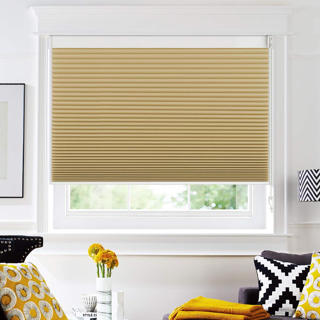 Keego Blackout Cellular Shades - Custom Size Window Blinds in Khaki (29