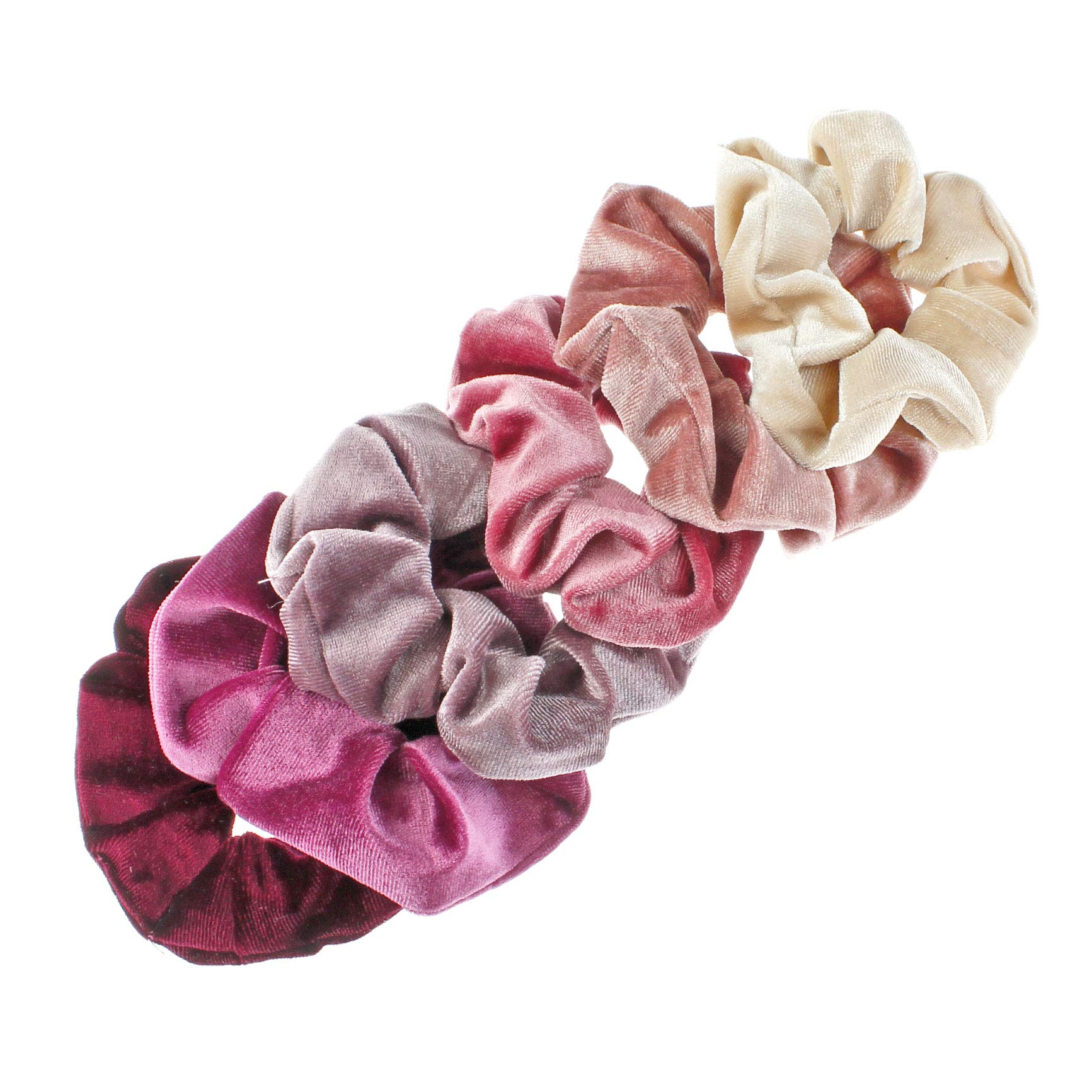 6-Piece Velvet Hair Scrunchies Set - Rose Gold, Dusty Lilac, Rosy Mauve, Wine, Latte & Coral Rose | Soft Hair Ties for Women & Girls | Perfect for Workouts, Office, School & Everyday Use