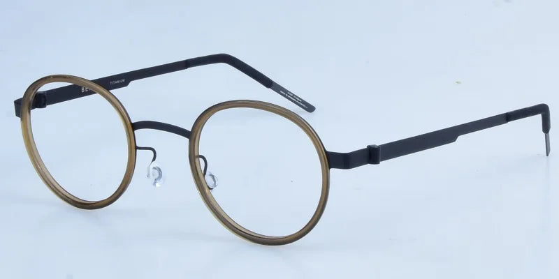 Unisex Full Rim Round Screwless Titanium Acetate Eyeglasses 3033 - Lightweight & Durable Frame for Men & Women - Perfect for Reading, Work & Everyday Use