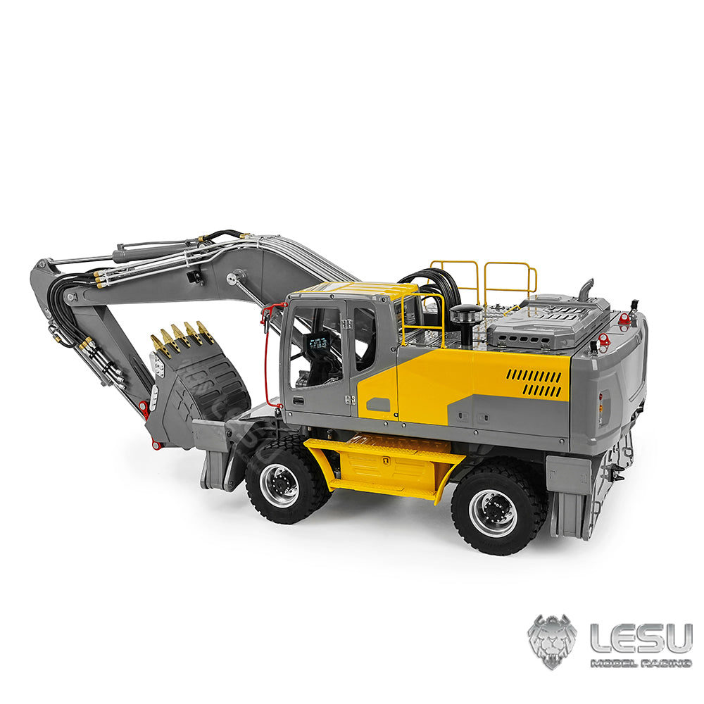1/14 Scale LESU RC Hydraulic Excavator Model - Aoue ET30H Wheeled Digger with Light System, Pump & Valve (Pre-Assembled & Painted) - Perfect for RC Construction Enthusiasts, Collectors & Display