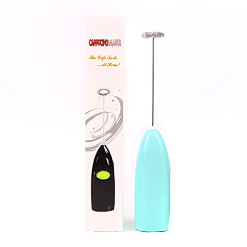 Electric Milk Frother Handheld Blender - Mini Whisk for Coffee, Latte, Matcha & Smoothies - Portable Battery Operated Frother for Home & Office Use (Blue, 7.8