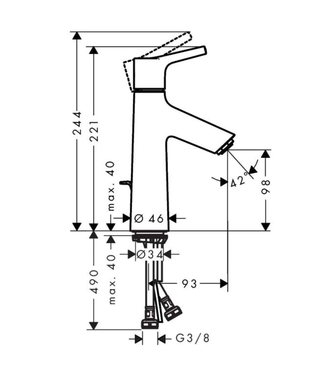 Hansgrohe Talis S Basin Mixer Tap 100 with CoolStart Energy Saving Function & Pop-Up Waste - Chrome 72022000 for Modern Bathroom Sink Faucet Upgrade