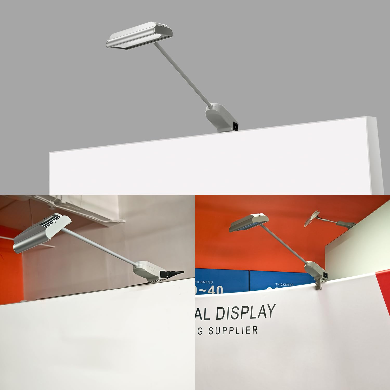 LED Trade Show Lights & Wall Washer - Connectable Exhibit Arm Lighting with Clamps, Mounting Brackets & Power Cables (2-Pack Grey) - Perfect for Trade Shows, Exhibitions & Retail Displays