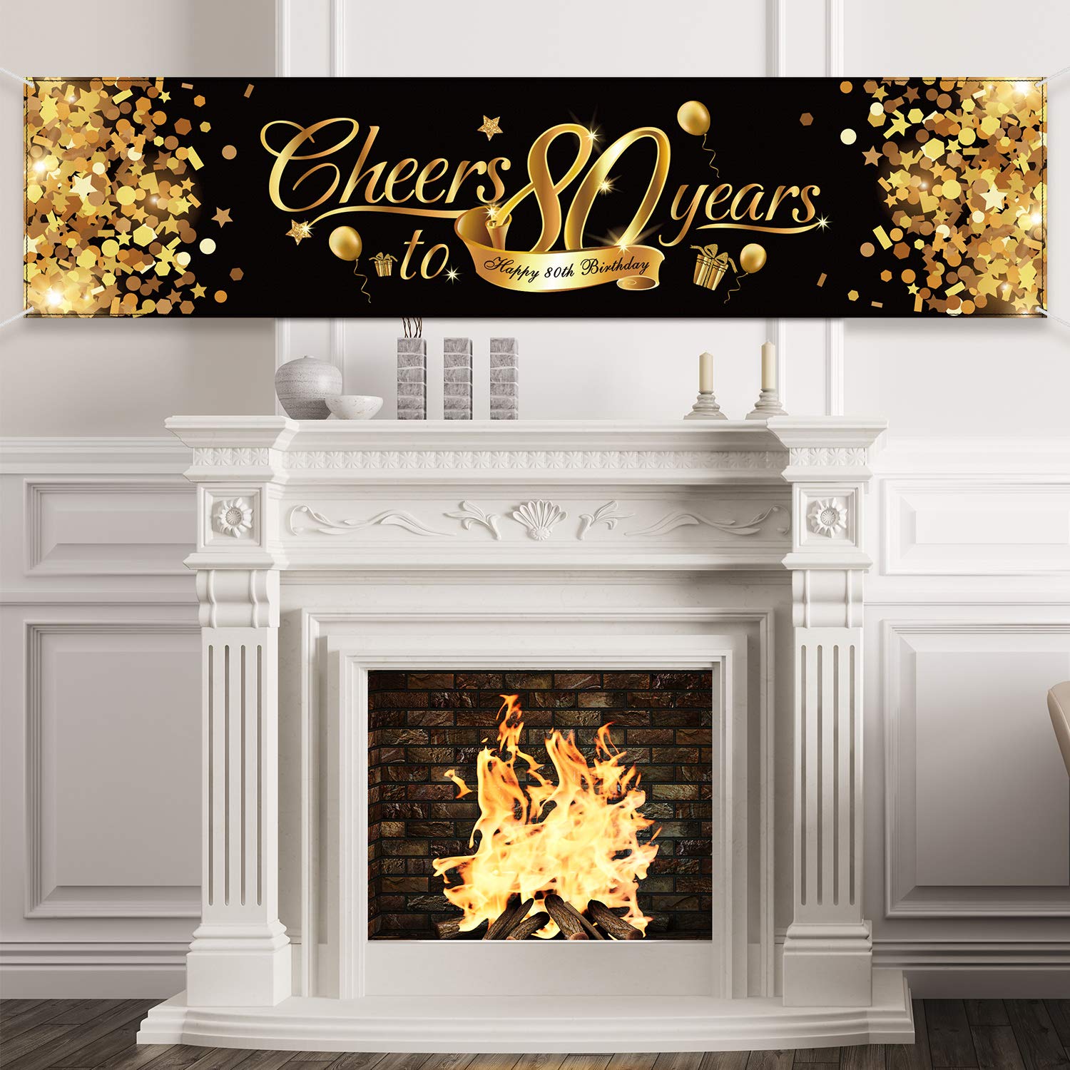 Gold Glitter Happy Birthday Banner - Party Decoration Supplies for Anniversary Celebration Backdrop | Perfect for Birthday Parties, Baby Showers & Wedding Decor