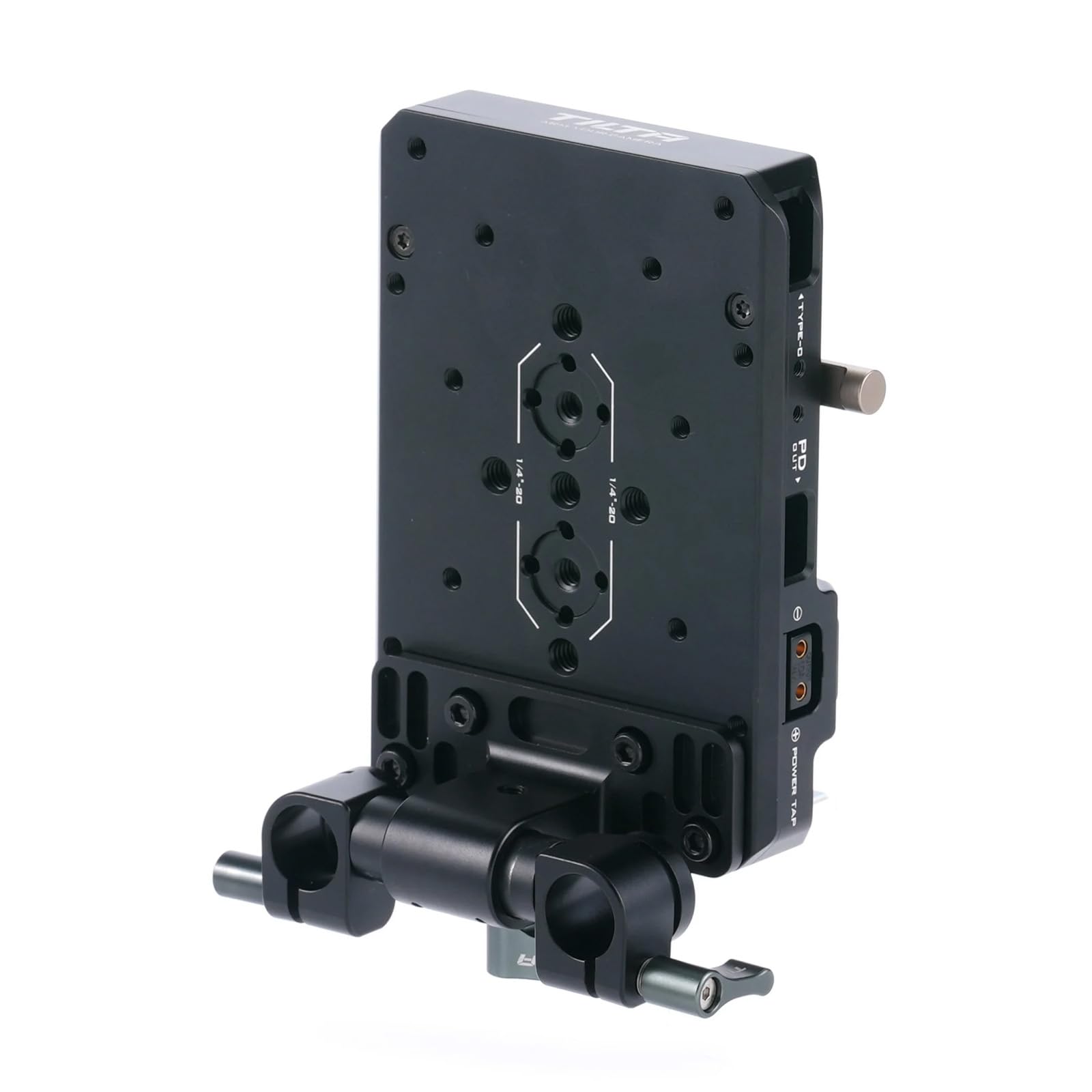 Tilta PD V Mount Battery Plate - 14.8V P-Tap Ports, 5V USB-C & 60W USB-C PD Port, 15mm LWS Rod Mount | Black (TA-BTP3-V-B) | Power Solution for DSLR Cameras, Cinema Rigs & Professional Video Equipment