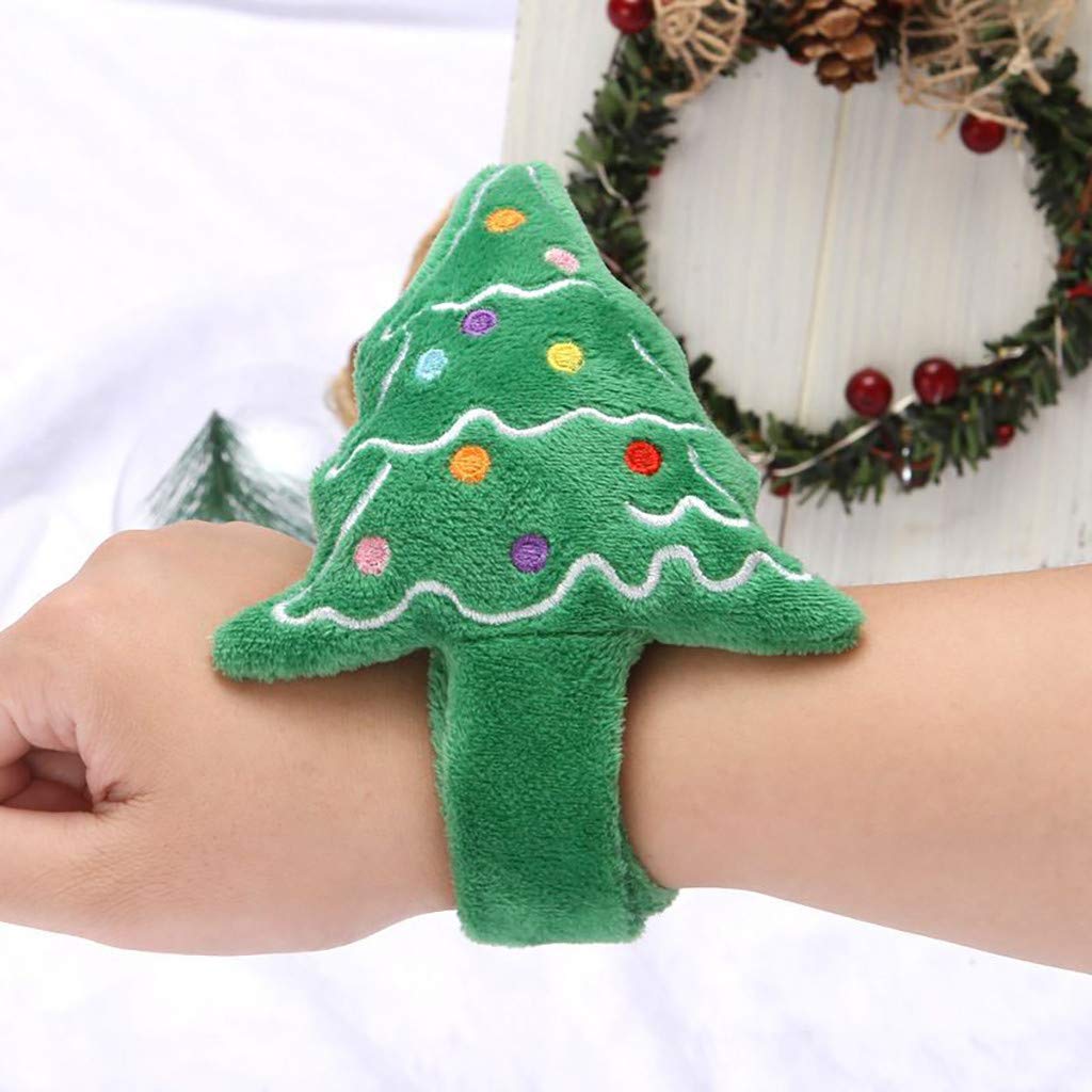 Lovhome Christmas Slap Bracelets - Glow in The Dark Musical Wristbands for Kids, Santa Xmas Party Favors, Holiday Gifts for Housewarming & Christmas Celebrations (Christmas Tree Design)