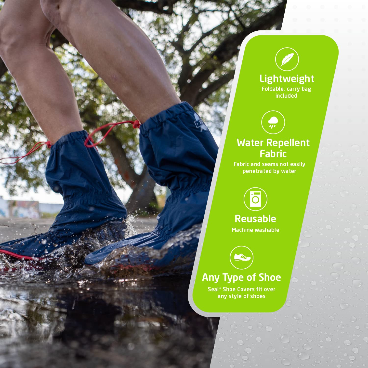SEAL Waterproof Shoe Covers - Reusable Slip-Resistant Rain & Snow Boot Protectors with Anti-Skid Sole & Large Zippers for Men & Women - Perfect for Hiking, Commuting & Outdoor Adventures